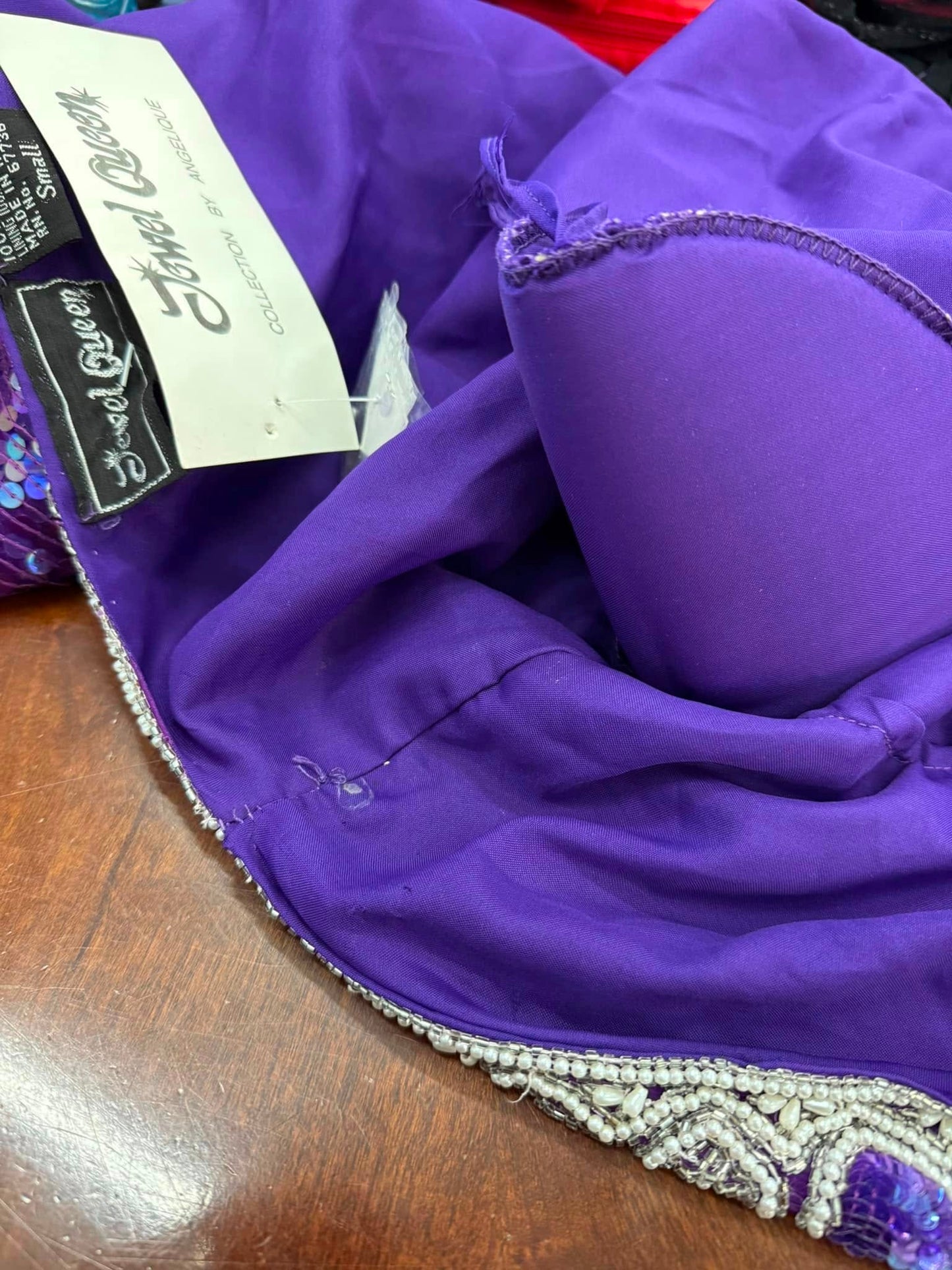 Vtg 90s Jewel Queen Purple Iridescent Silk Beaded Sequin Evening Party Jacket S