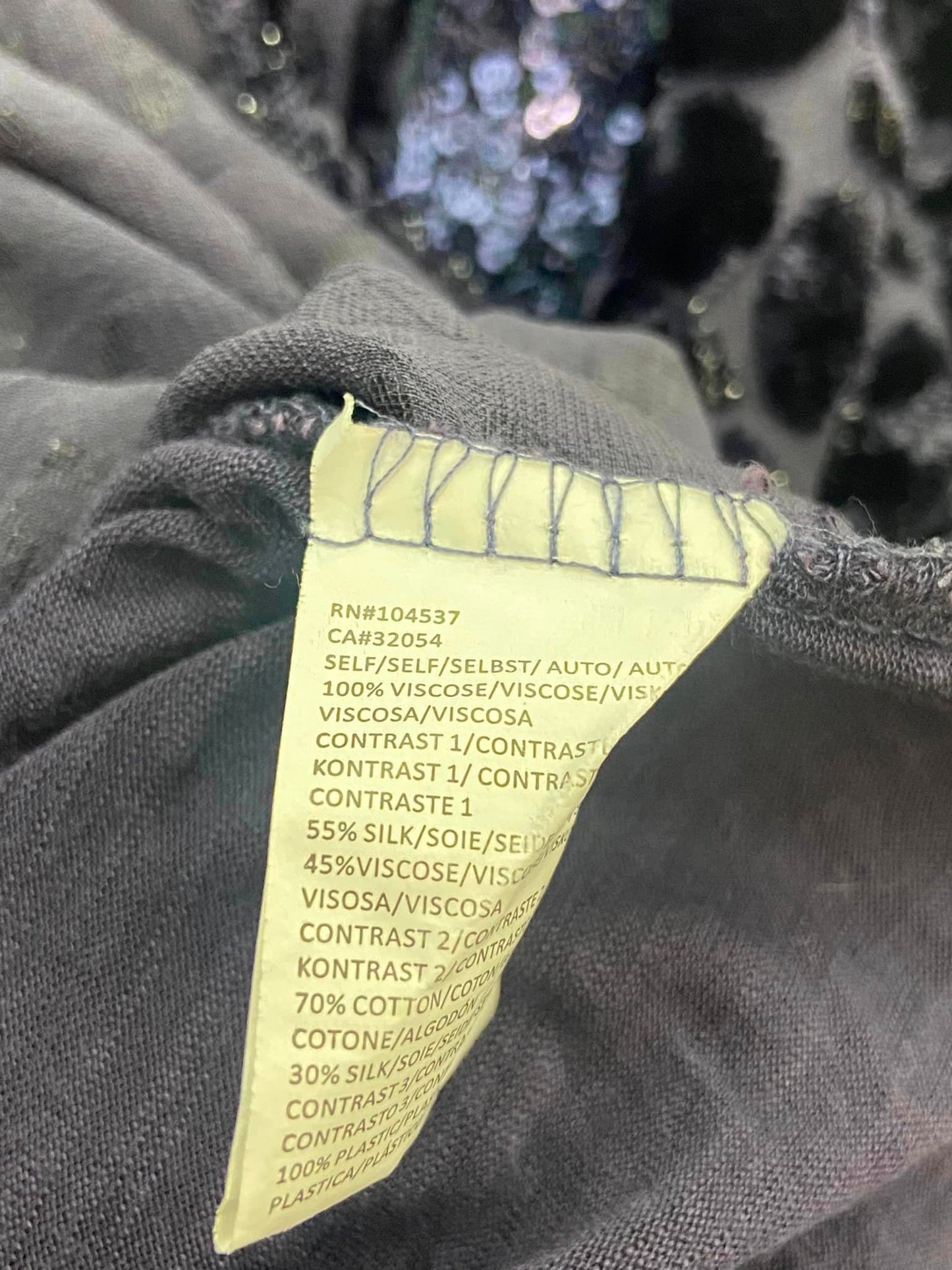 Tiny Anthropologie Vaha Navy Blue Burnout Velvet Leopard Top Blouse Sz M Sequin