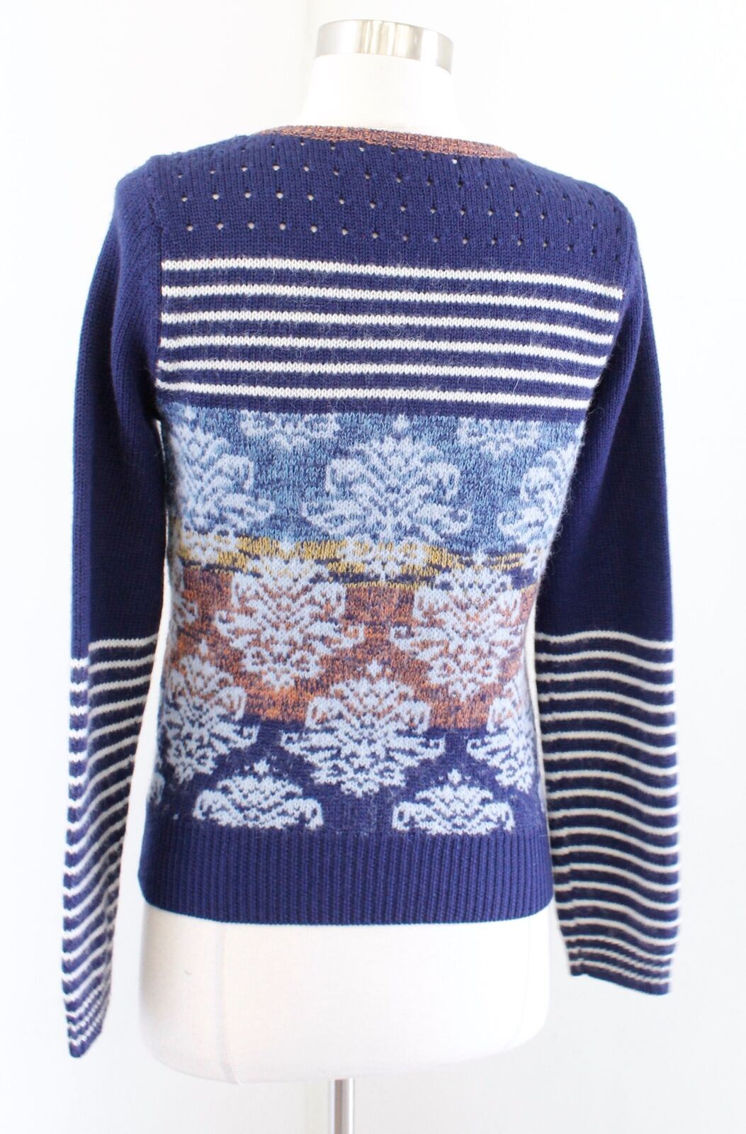 Sparrow Anthropologie Arras Navy Blue Zip Front Cardigan Sweater Wool Mohair S