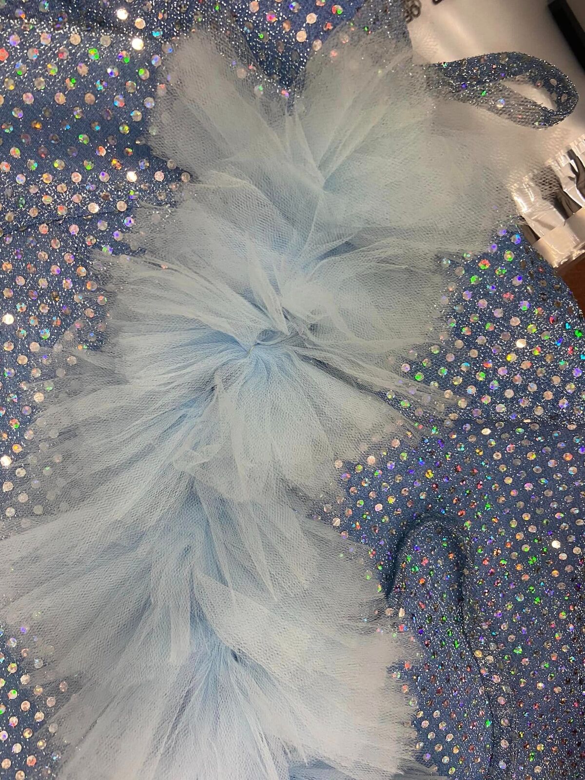 Vtg 90s Blue Rainbow Iridescent Shimmer Tulle Party Dress Size 10 Flare A Line