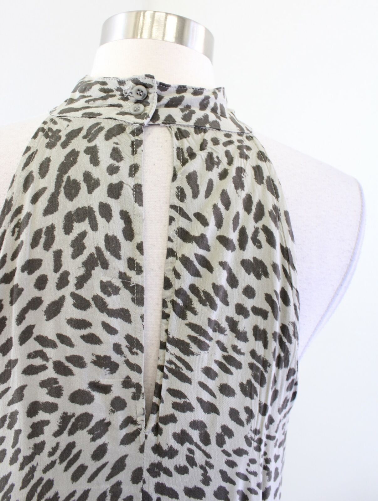 Cloth and Stone Anthropologie Green Cheetah Print Halter Dress Size S Sleeveless