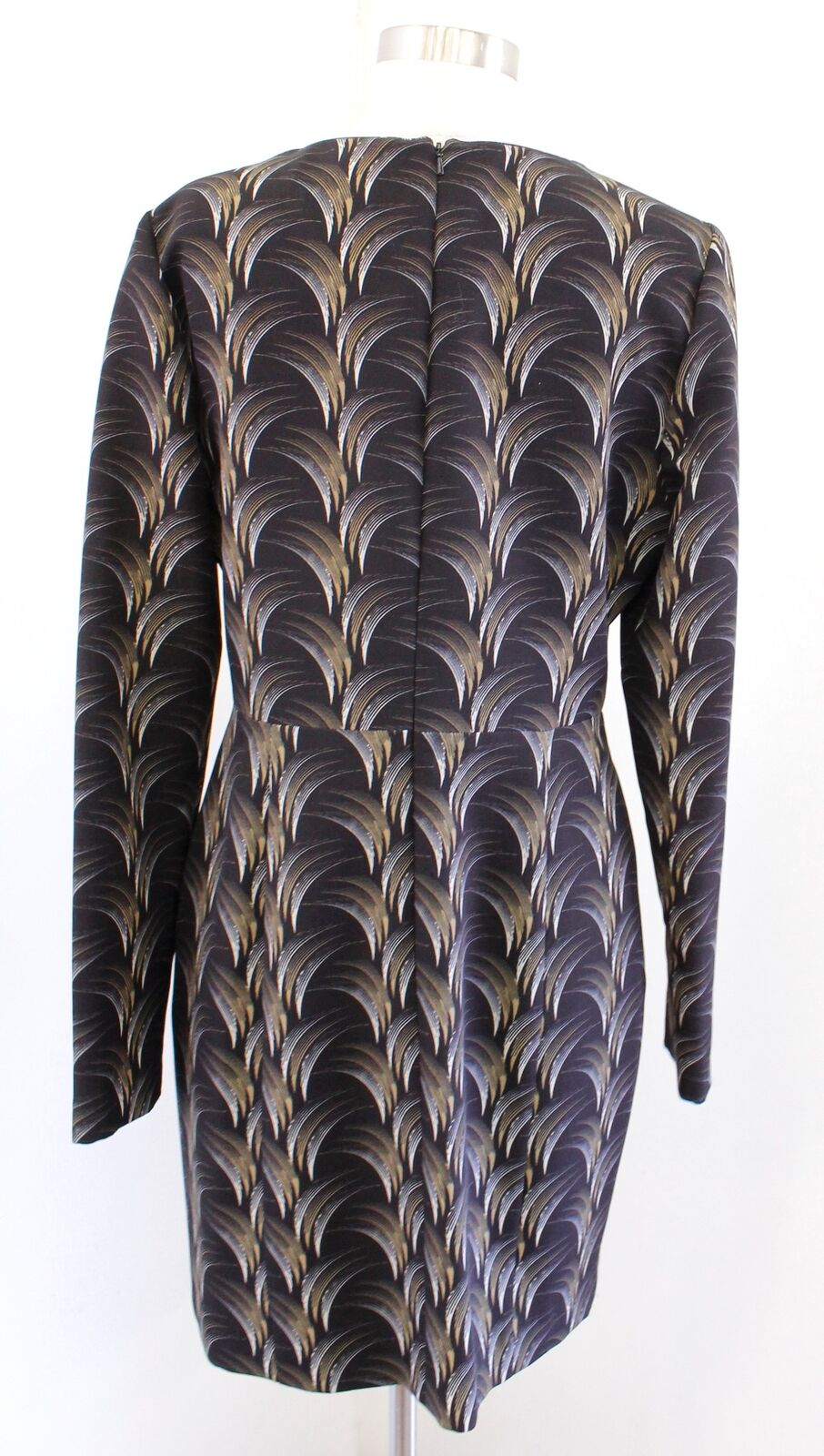 Black Halo Lively Moonglow Geometric Print Long Sleeve Mini Sheath Dress Size 12