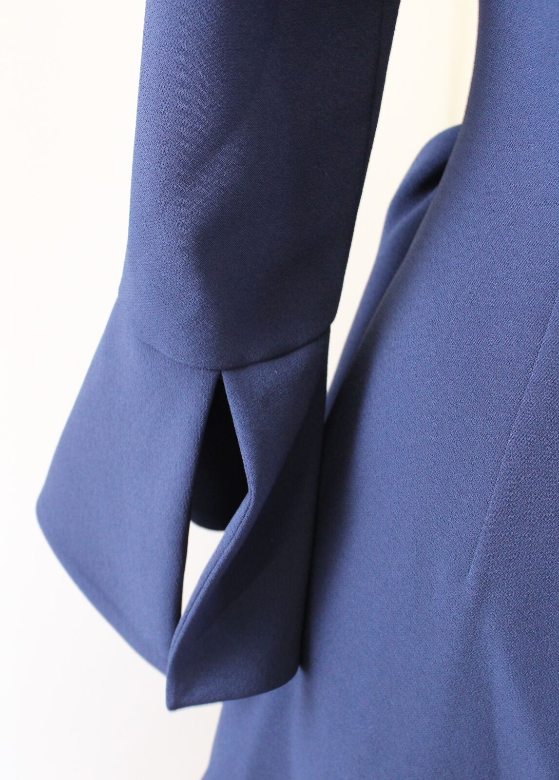 NWT Jonathan Simkhai Blue Asymmetrical Ruffle Crepe Ruched Dress 0 Bell Sleeve