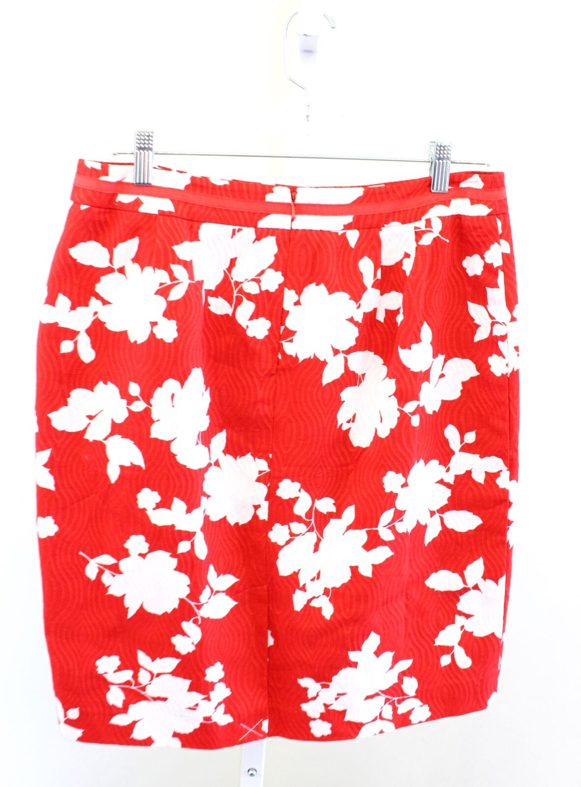 NWT Talbots Womens Petites Red White Floral Jacquard Pencil Skirt Size 10P