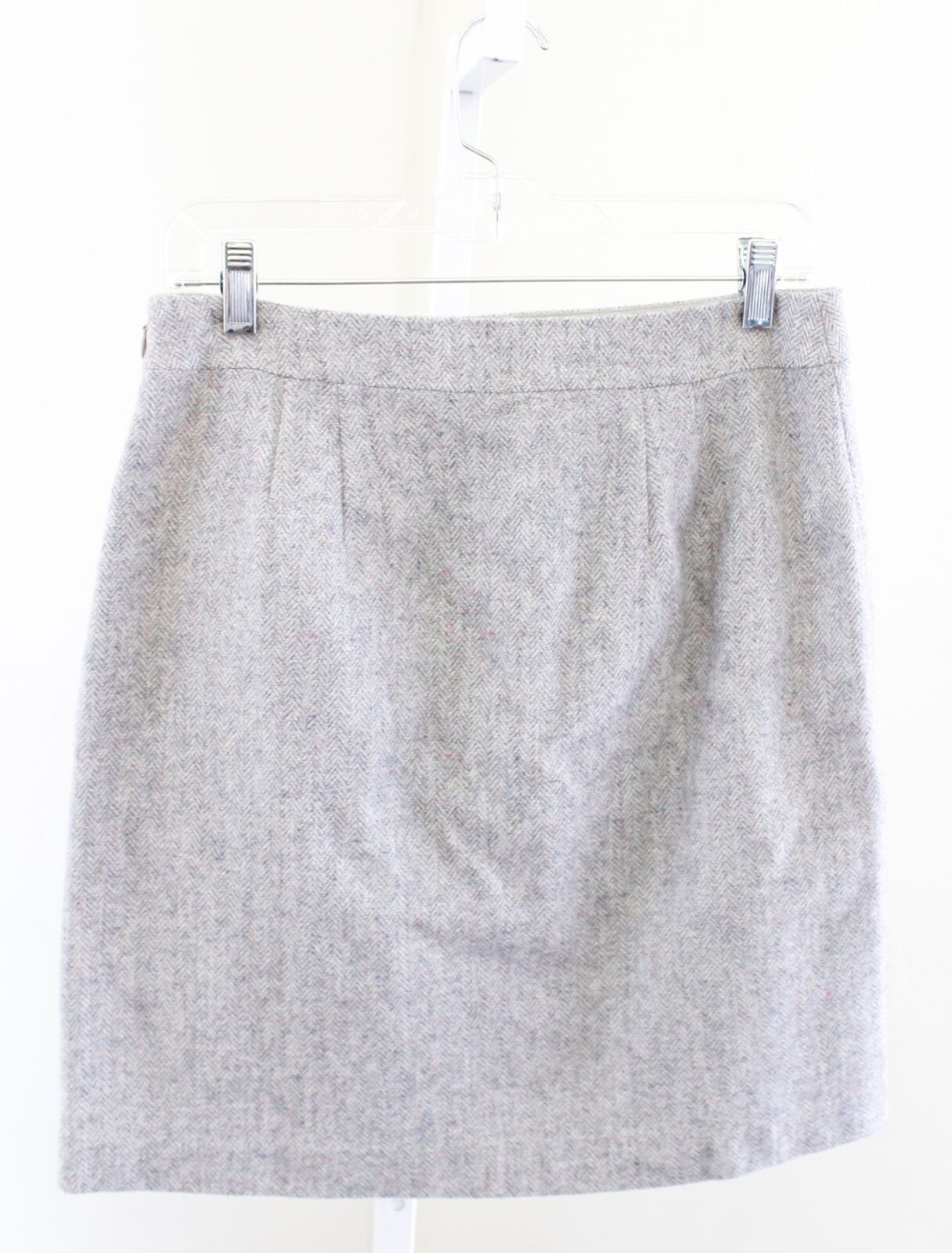 NWT Talbots Gray Herringbone Tweed Scalloped Wool Blend Pencil Skirt Size 6P