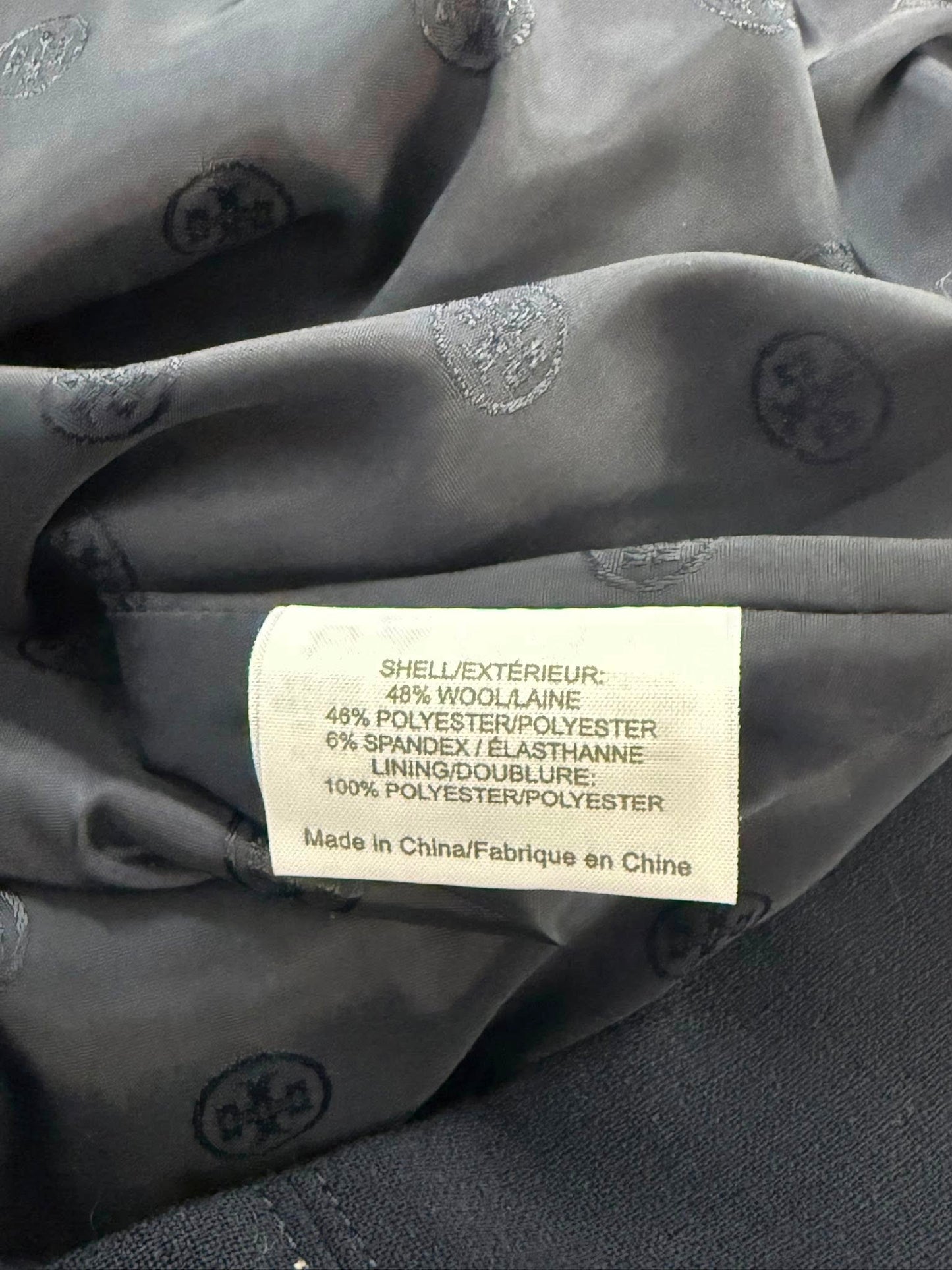 Tory Burch Solid Navy Blue Sleeveless Wool Blend Sheath Dress Size 4 Career