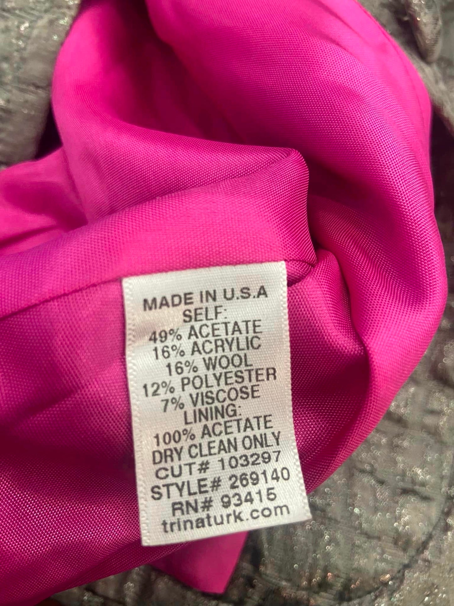 Trina Turk Gray Crocodile Animal Textured Metallic Cropped Jacket Size 6 Wool