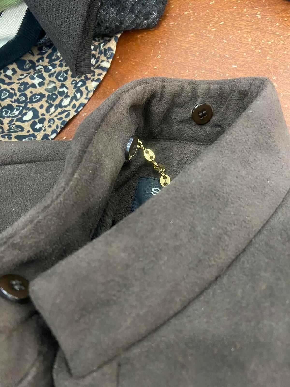 St John Coats Brown Faux Suede Beaded Embellished Jacket Size XS Bronze Gold