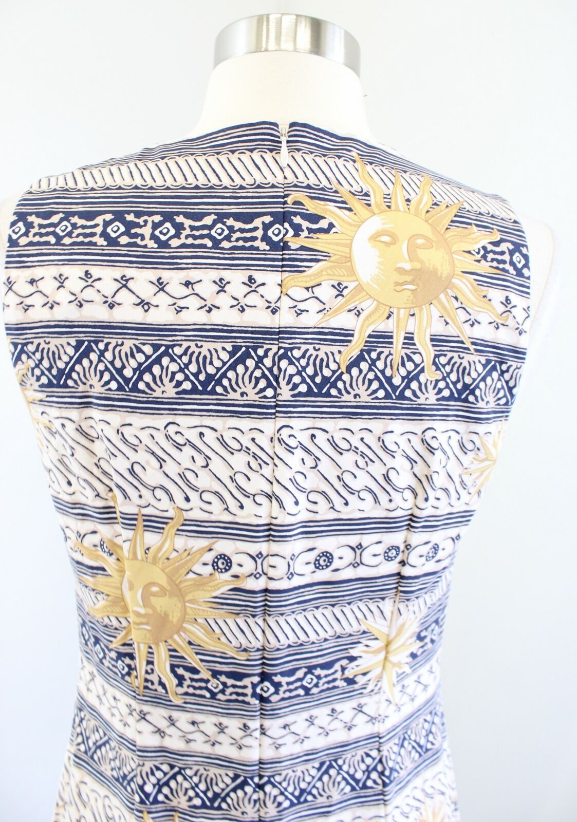 J McLaughlin Geometric Sun Star Print Flounce Hem Catalina Cloth Dress Size S