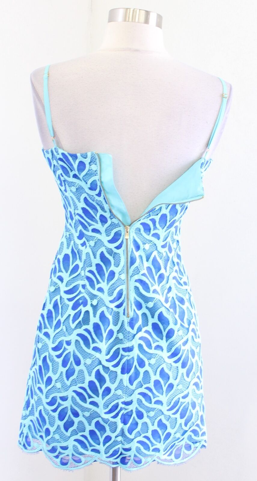 Lilly Pulitzer Avalon Brewster Blue Floral Lace Mini Dress Size 00 Sheath