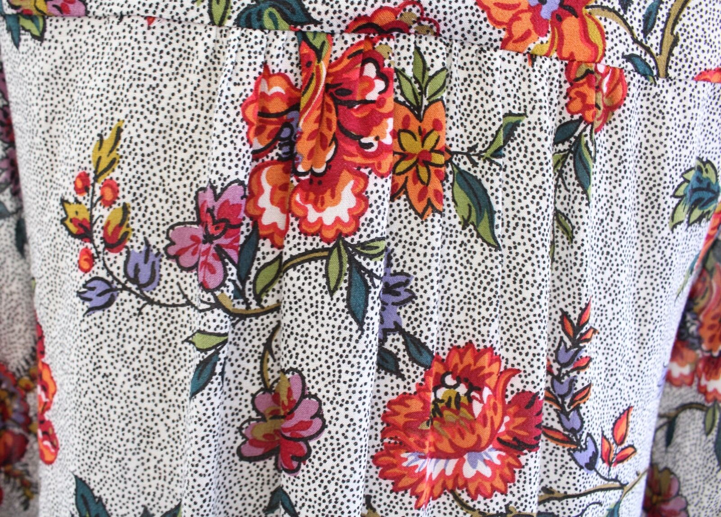 Maeve Anthropologie Janie Polka Dot Floral Print Flounce Hem Top Blouse Size 0 Long Sleeve