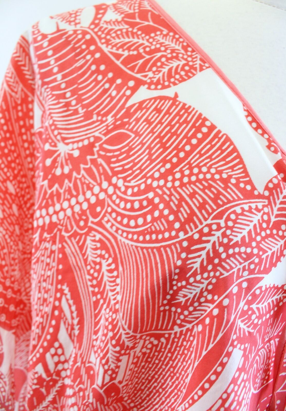 NWT Talbots Coral Floral Print Silk Poncho Style Top Blouse Size XS / S Boho