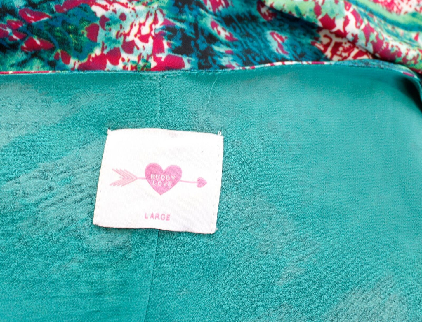 Buddy Love Paris Abstract Print Swing Mini Tunic Dress Size L Green Blue Pink