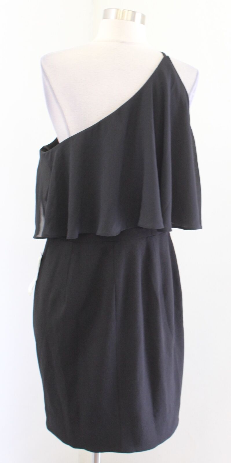 NWT Dress the Population Sabrina Black One Shoulder Ruffle Cocktail Dress Sz XL