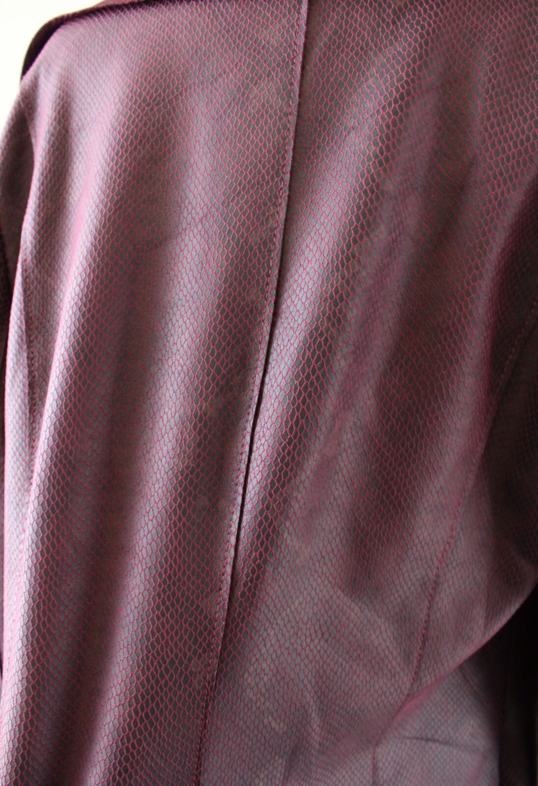 White House Black Market Wine Snakeskin Print Draped Faux Leather Moto Jacket M