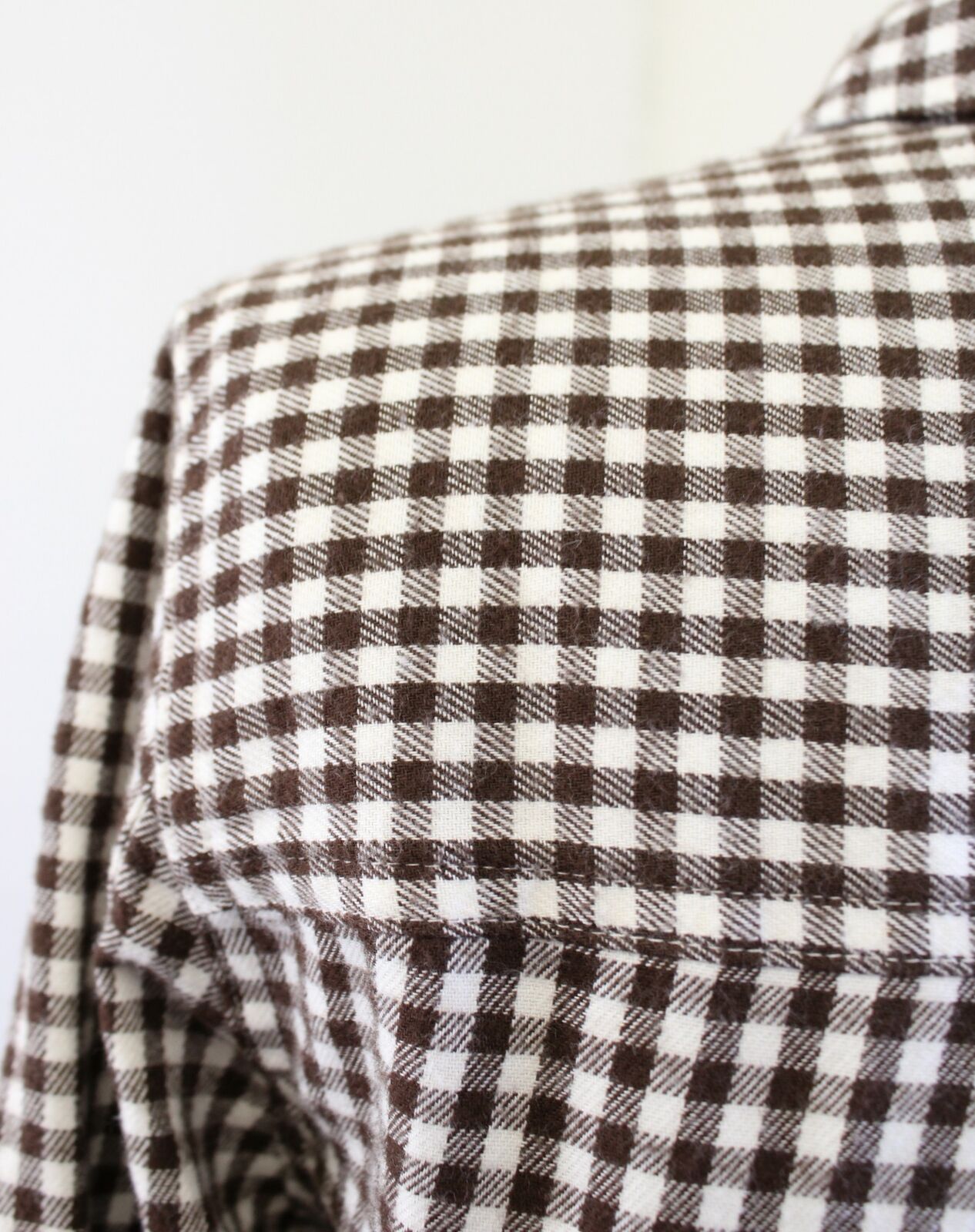 NWT Madewell Flanel Gingham Plaid Tie Front Shirt Blouse Size XS Brown White Long Sleeve