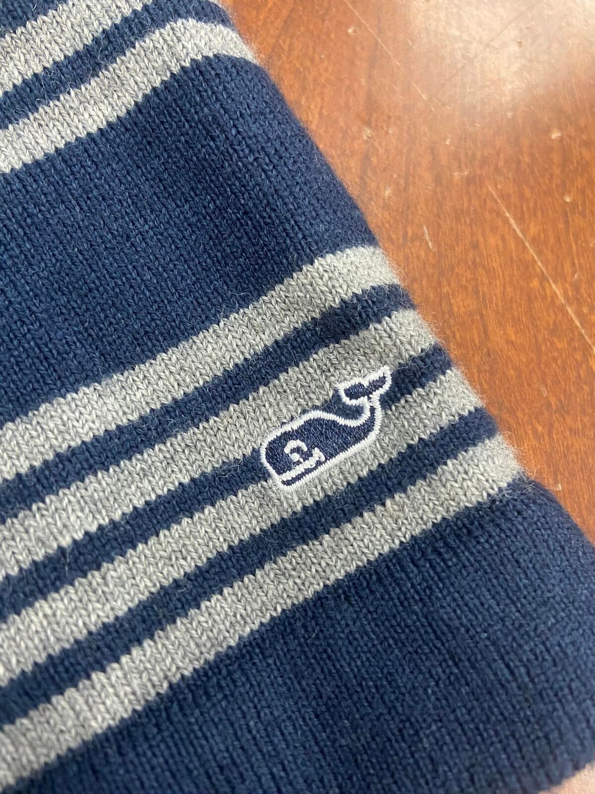 NWT Vineyard Vines Navy Blue Gray Striped Wool Blend V Neck Sweater Dress Size S