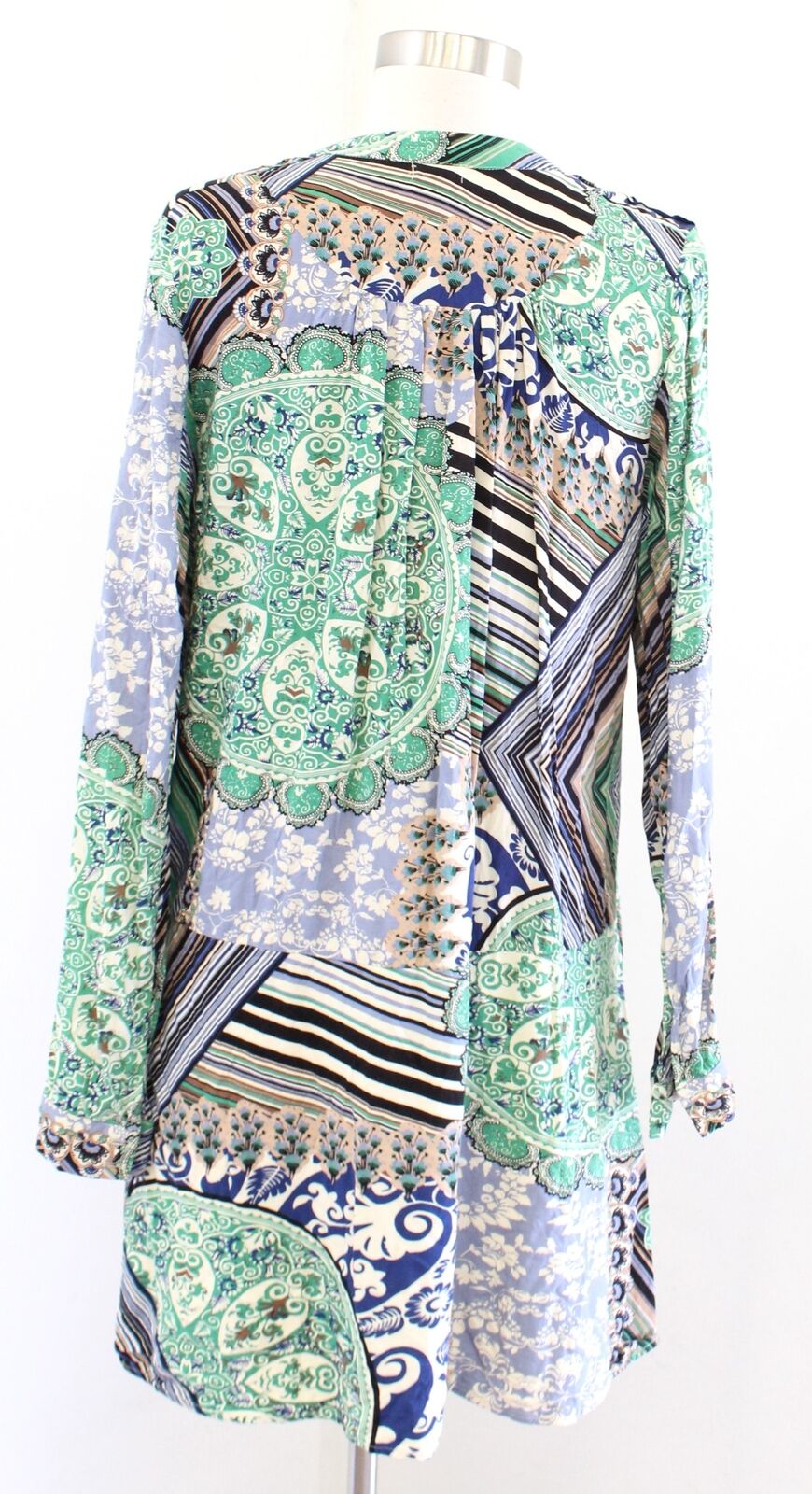 Tiny Anthropologie Caviana Geometric Paisley Shift Shirt Dress Size S Green