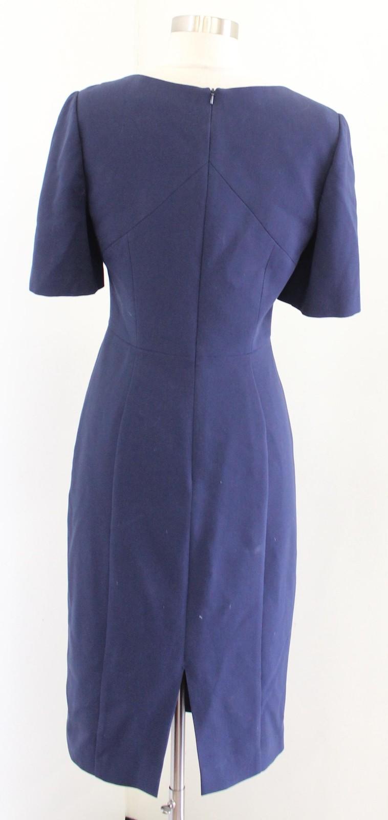 Black Halo Dress Womens 4 Navy Blue Square Neck Sheath Workwear Lined Knee
