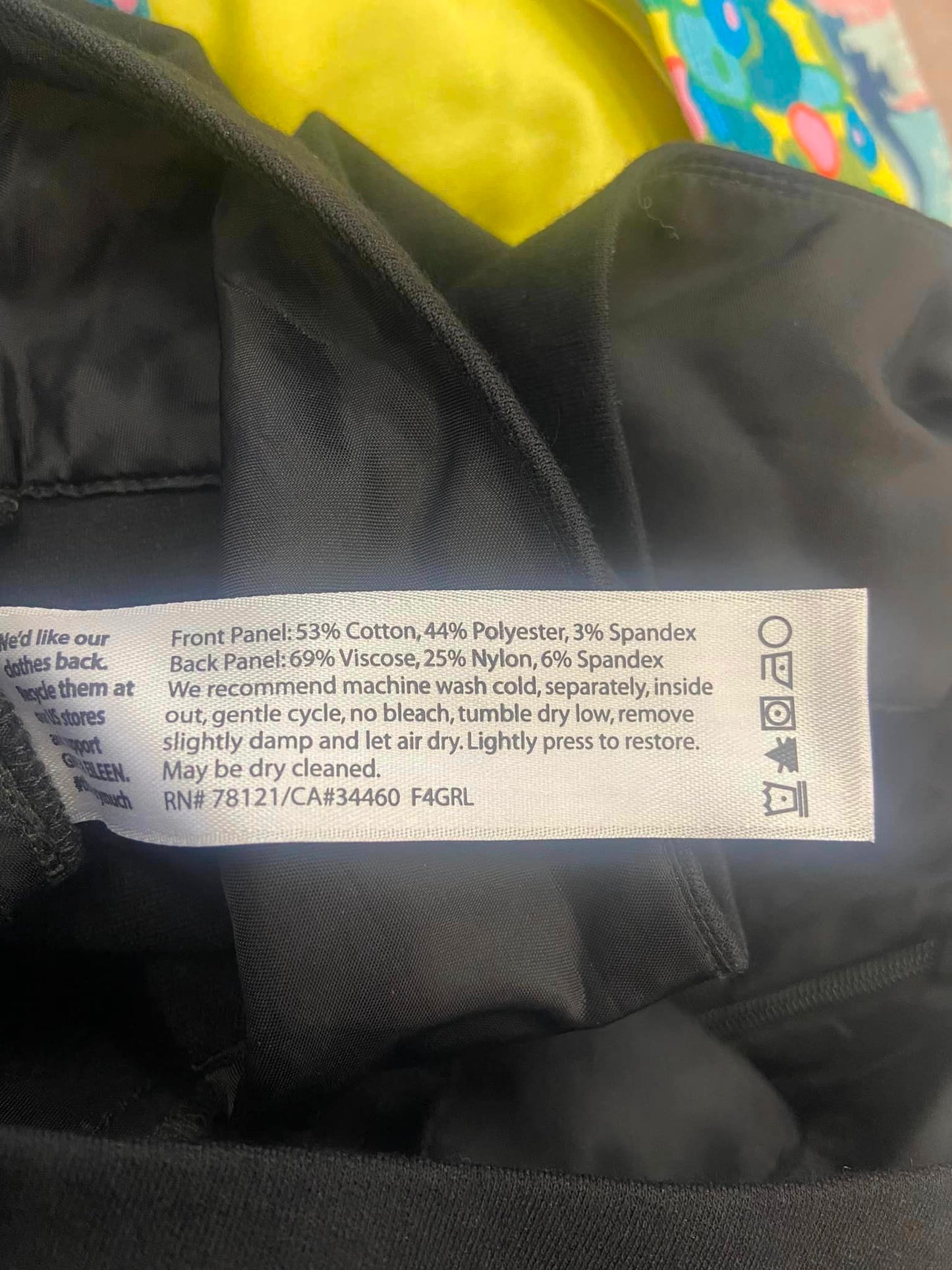 Eileen Fisher Womens Black Charcoal Gray Printed Panel Knit Pencil Skirt Size S