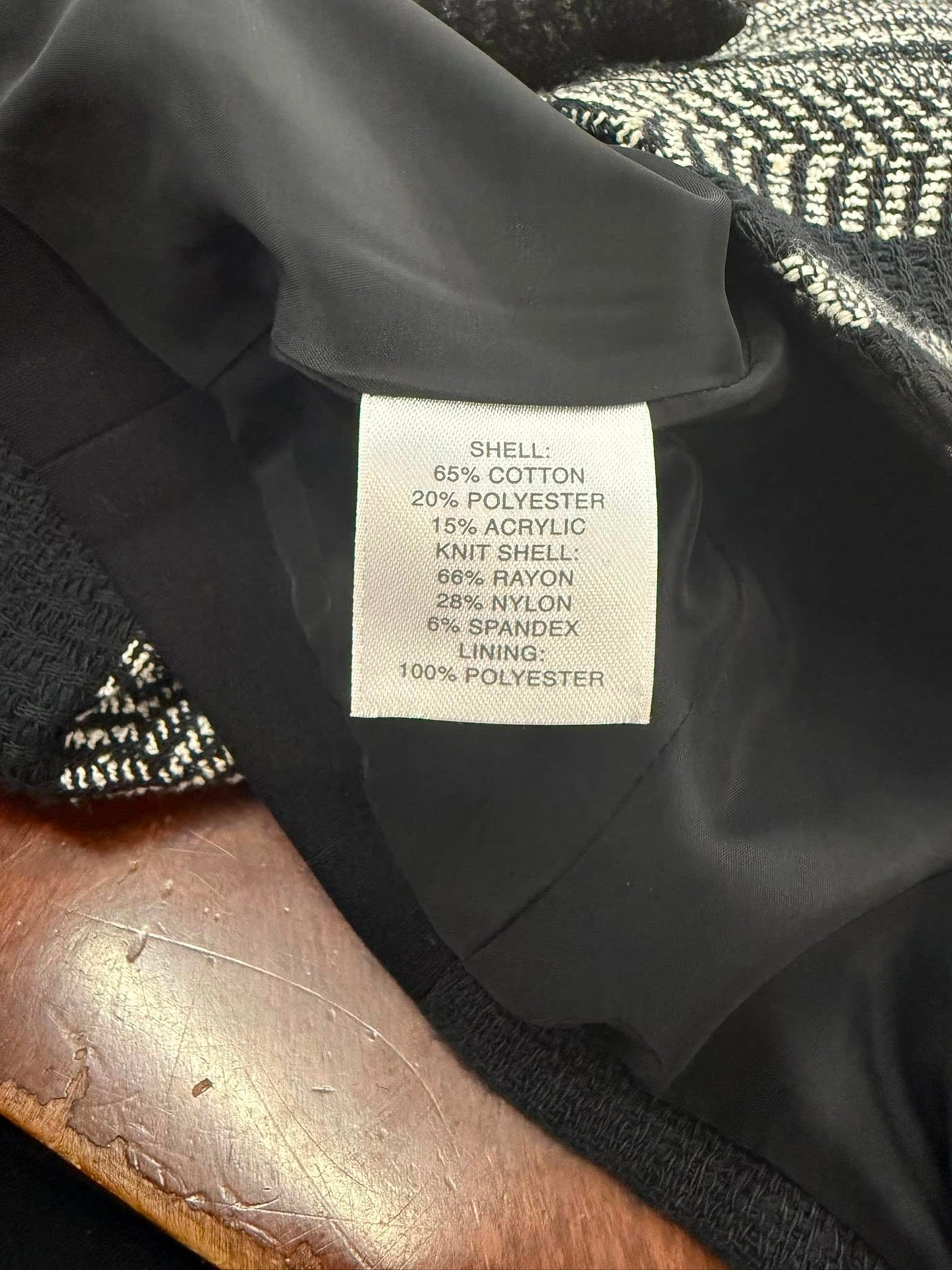 Classiques Entier Black White Gray Mixed Tweed Moto Style Blazer Jacket Size M