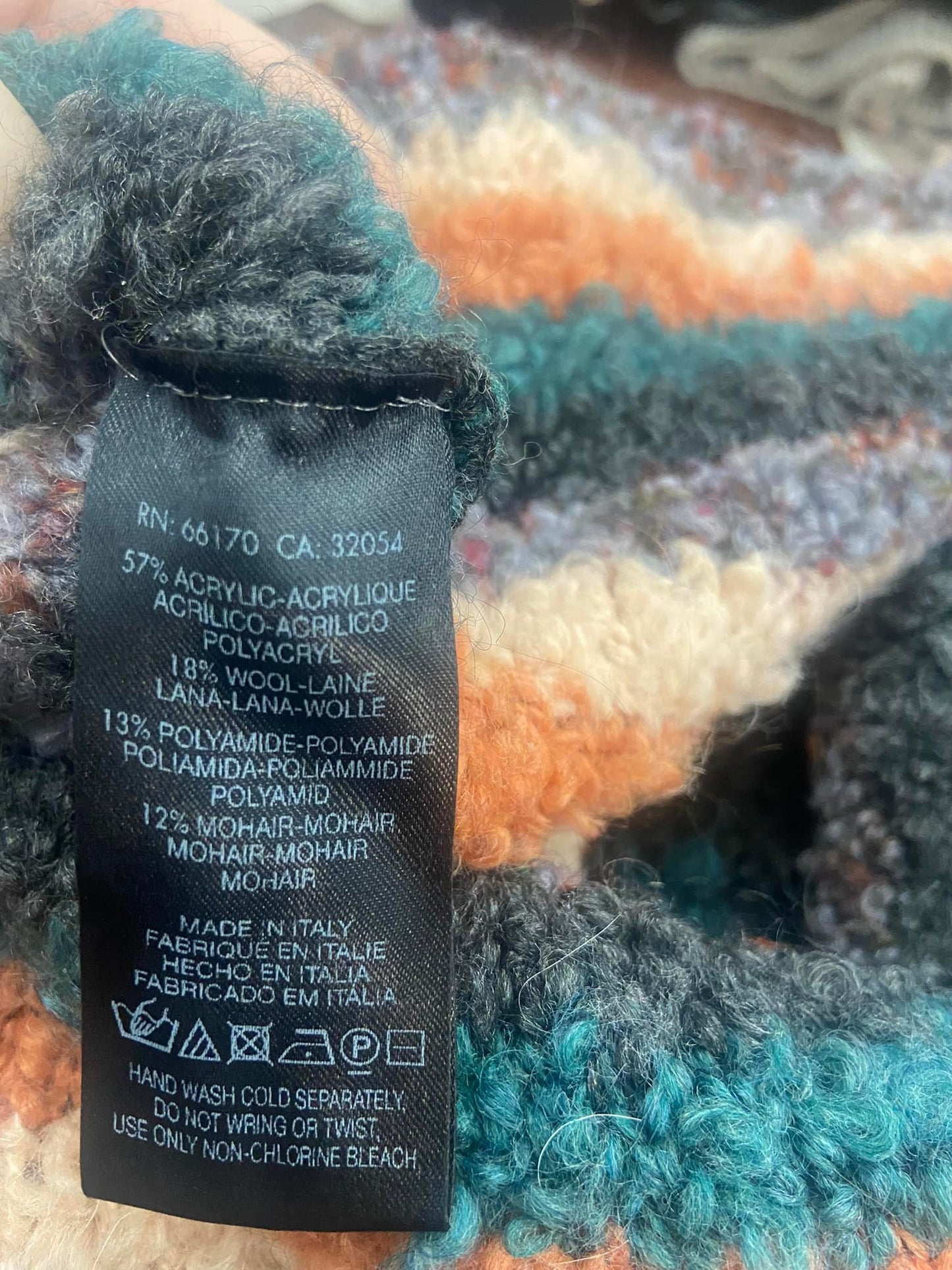 Moth Anthropologie Murray Striped Cowl Neck Sweater Size S Wool Mohair Gray