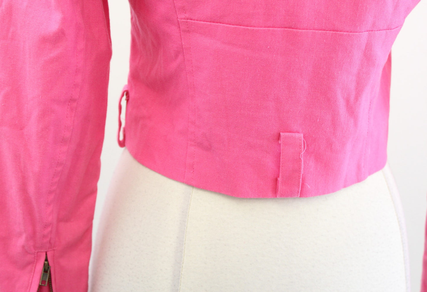 Dolan Anthropologie Pink Zip Front Cropped Moto Jacket Size XS Linen