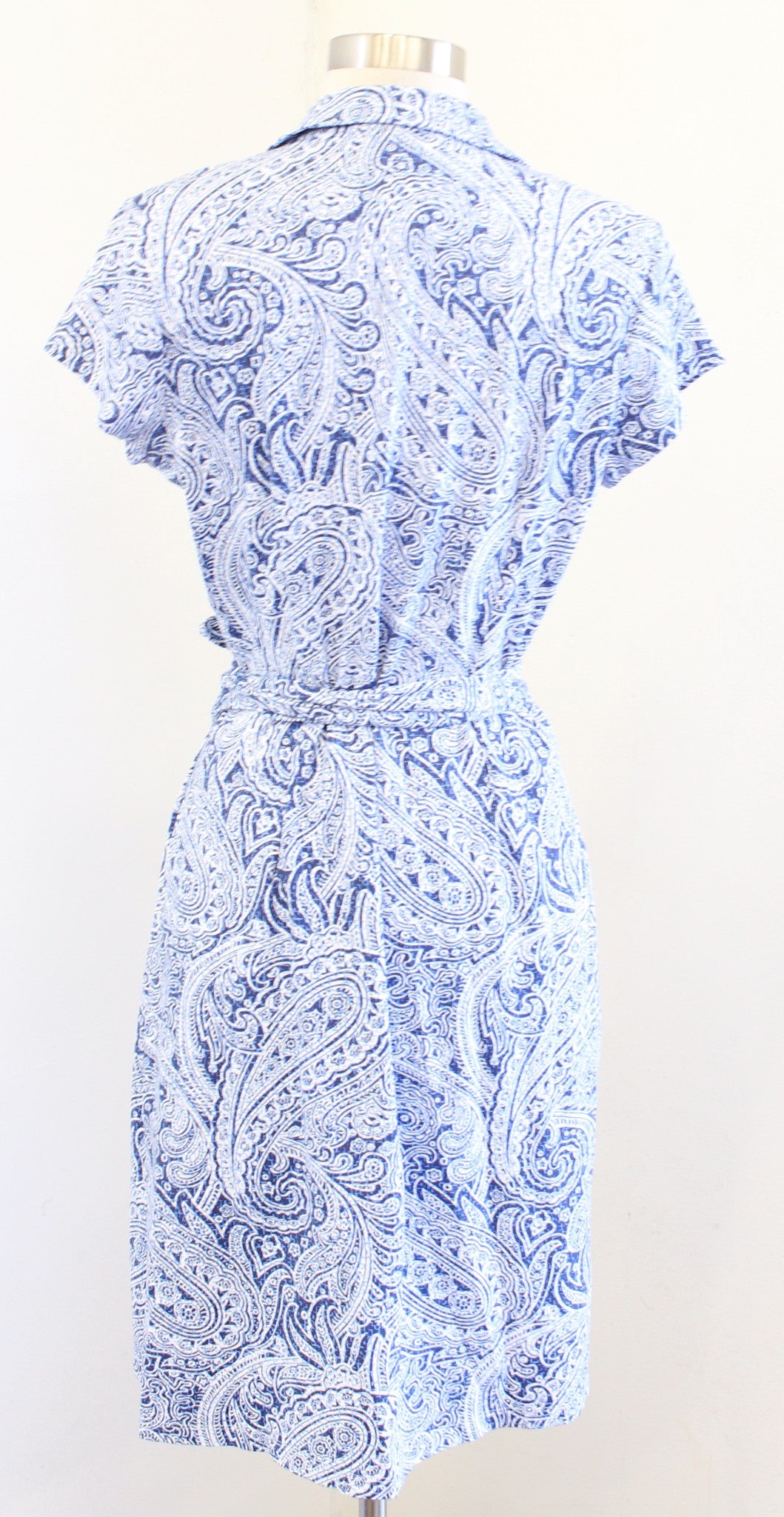 J McLaughlin Womens Blue White Paisley Print Catalina Cloth Wrap Dress Size M