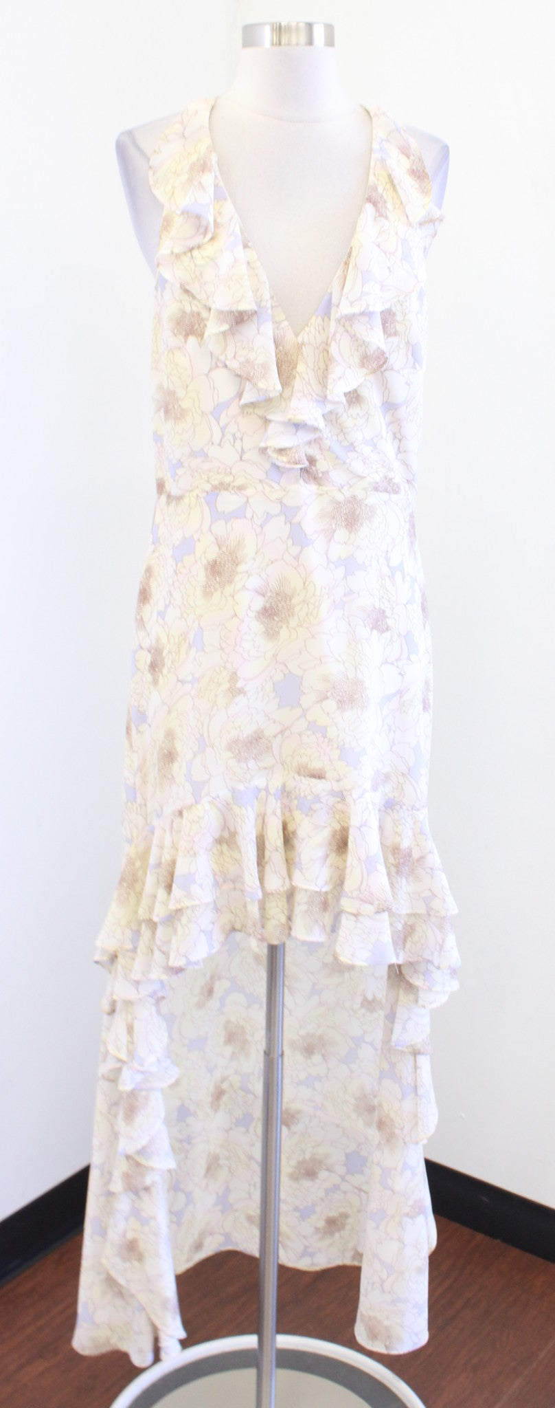 Belle Badgley Mischka Floral Ruffle Hi Lo Halter Formal Evening Party Queen City Resale Belle Badgley Mischka Floral Ruffle Hi Lo Halter Formal Evening Party Queen City Resale