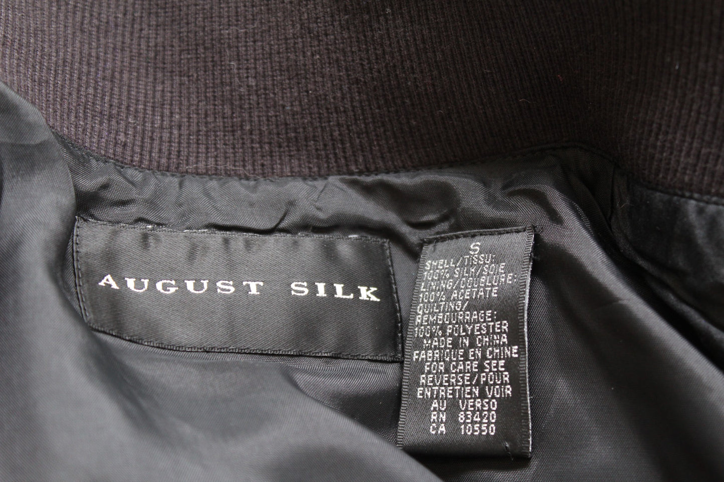 Vtg 90s Black Silk Studded Star Embroidered Puff Bomber Jacket Size S Retro