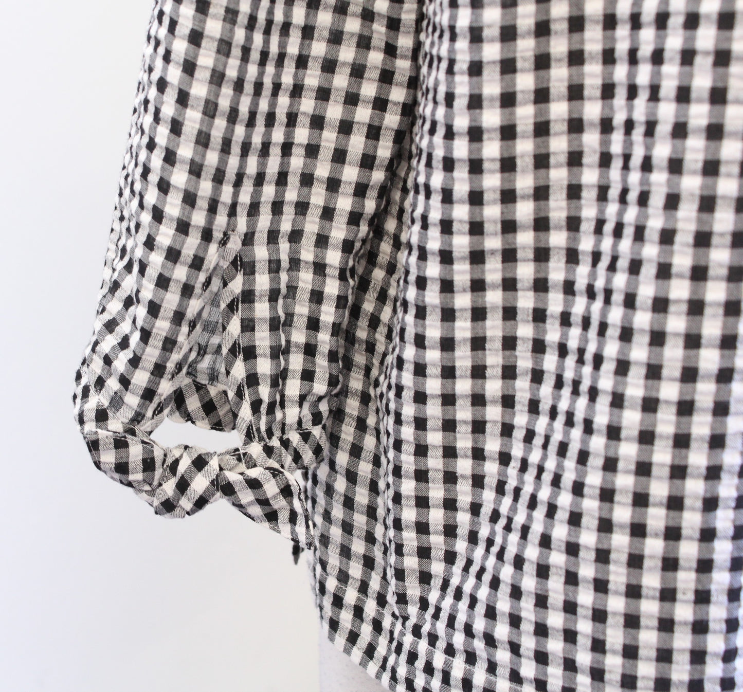 NWT Vineyard Vines Black White Seersucker Gingham Plaid Popover Top Blouse Sz XS