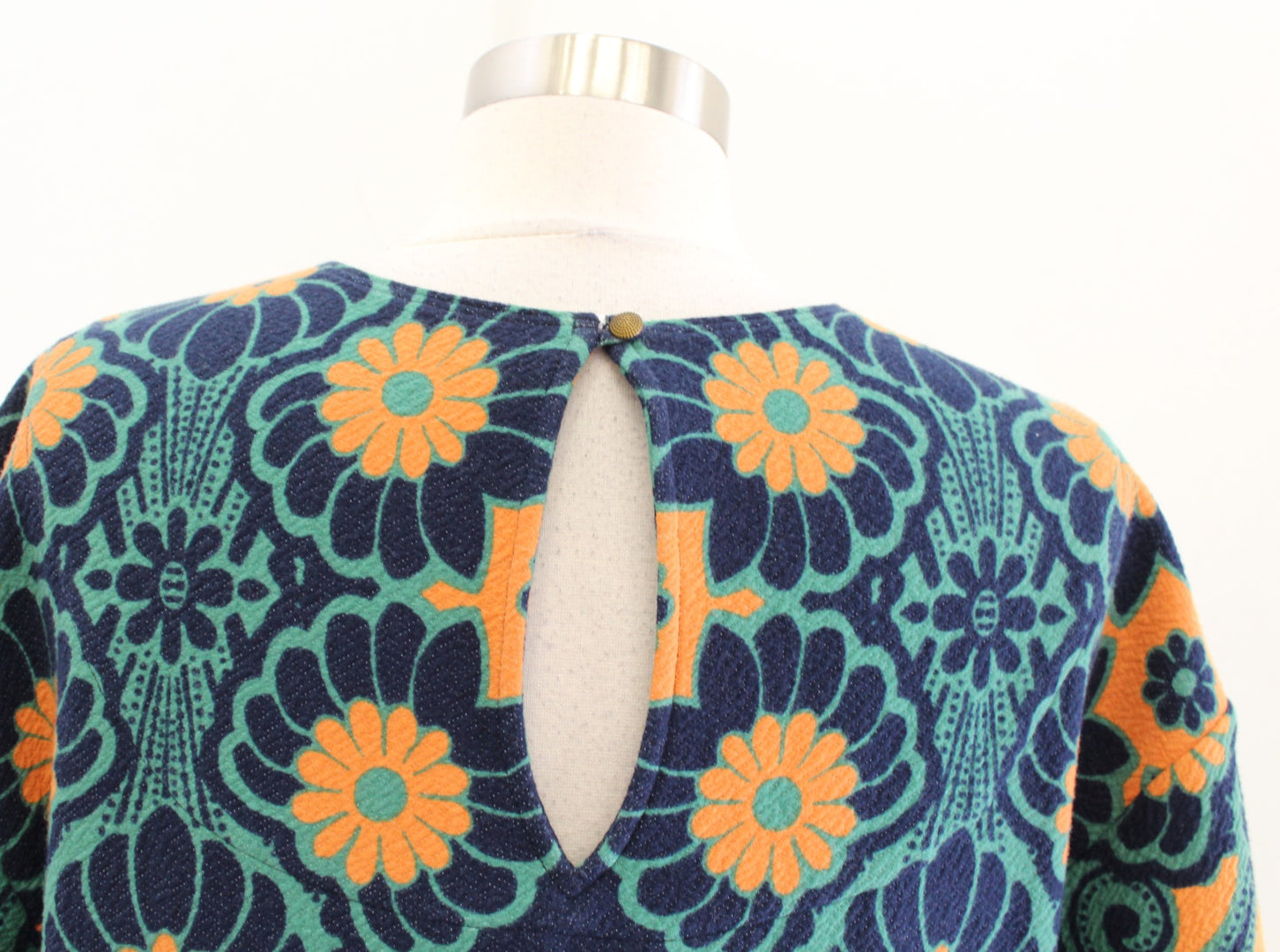 Maeve Anthropologie Retro Floral Mini Shift Dress Size M Orange Green Mod