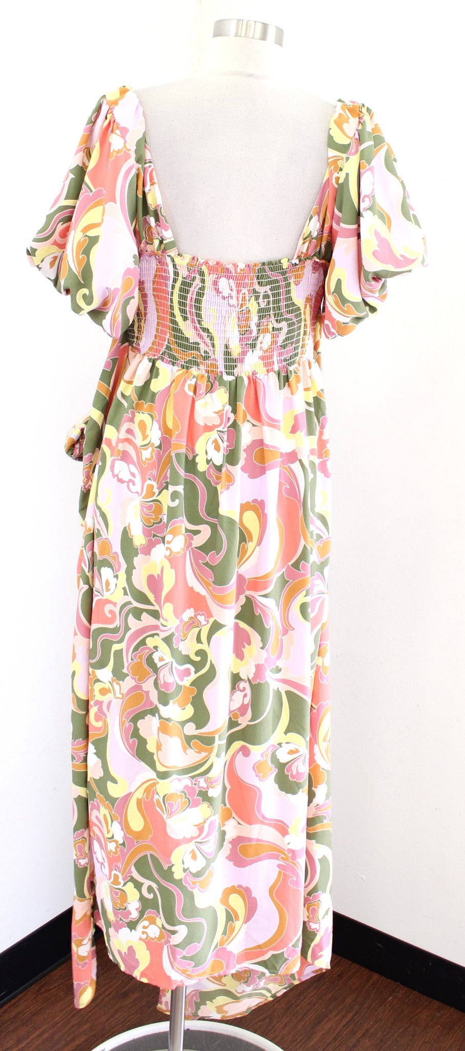 Show Me Your Mumu Danielle Puff Sleeve Hi Lo Wrap Tie Waist Maxi Dress Size 1X