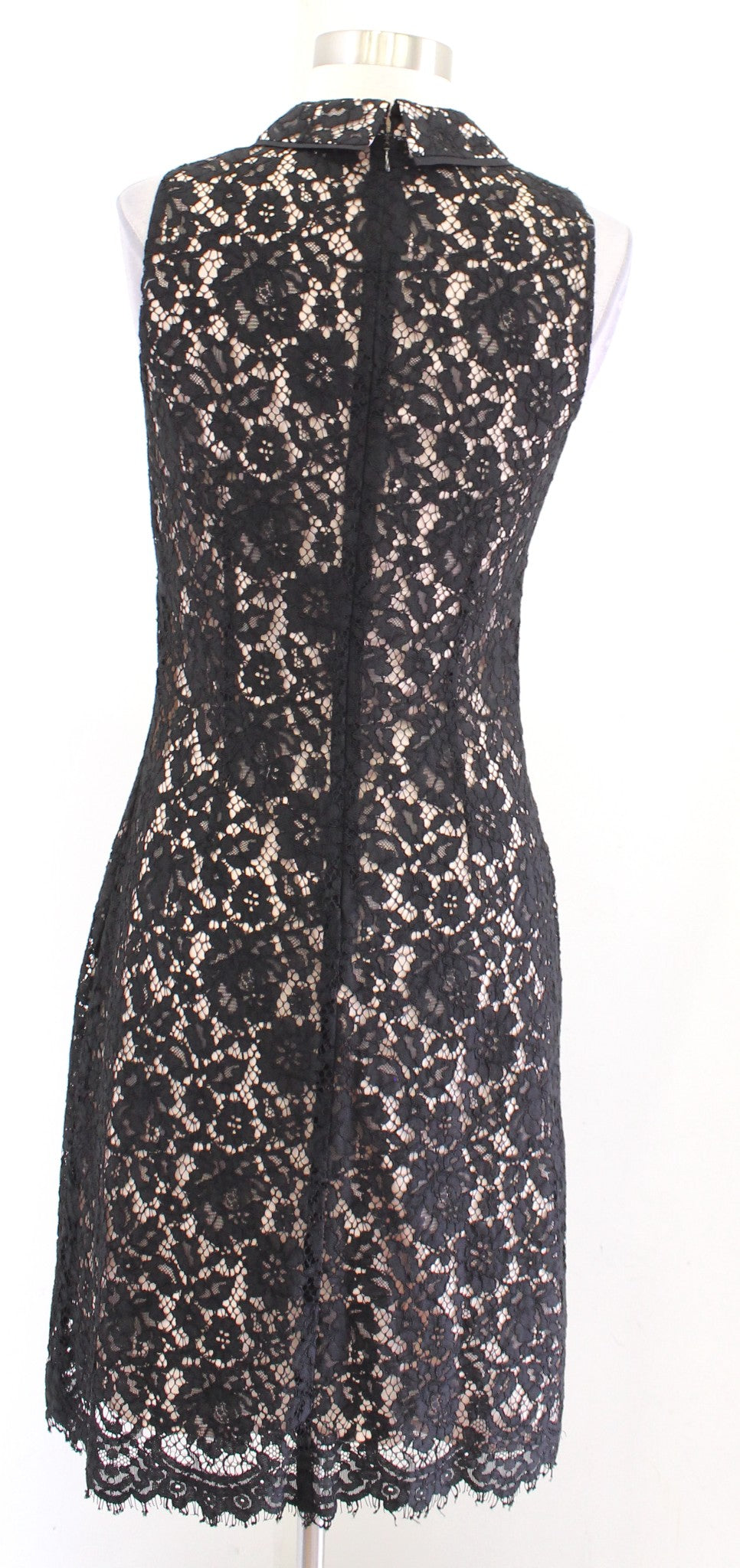 J Crew Black Lace Illusion Collar Pocket Accent Sheath Dress Size 4T 4 Tall