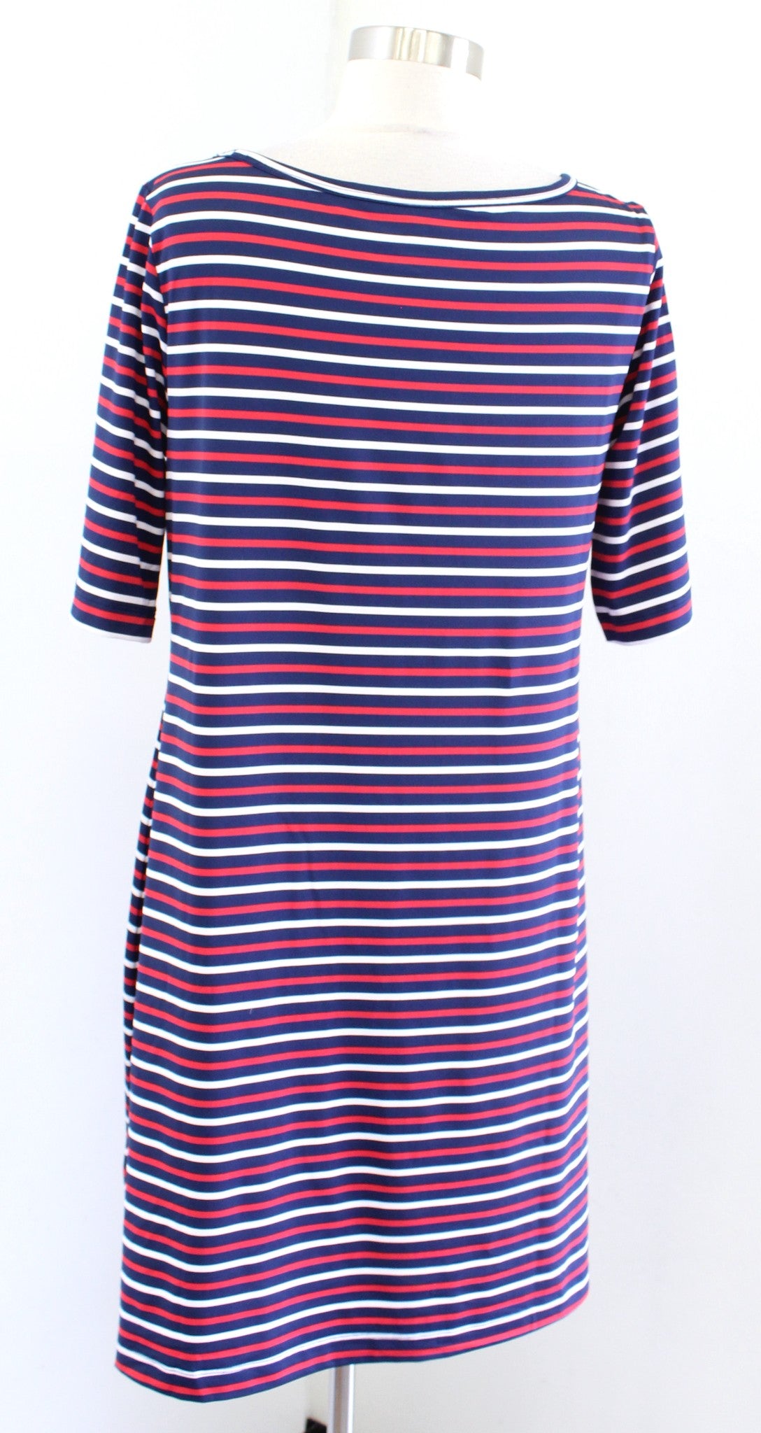 Vineyard Vines Navy Blue Red White Striped Sankaty Knit Swing Dress Size M