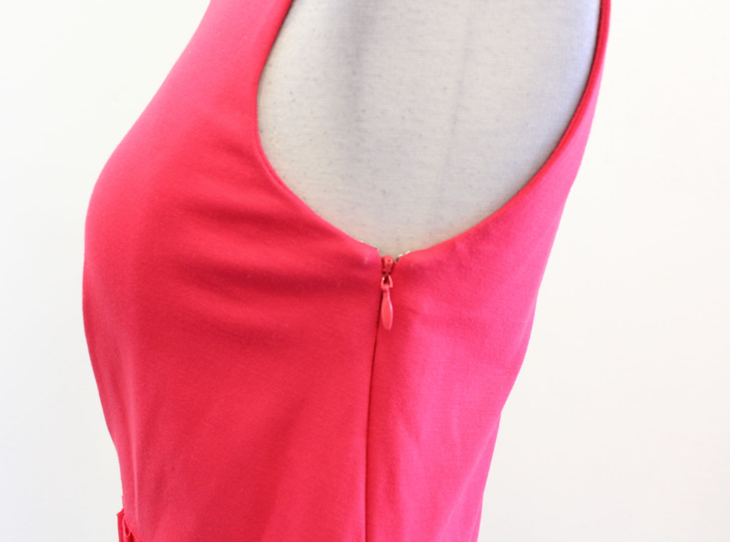 Ted Baker Millee Hot Coral Pink Bow Ruched Knit Sheath Dress Size 1 Sleeveless