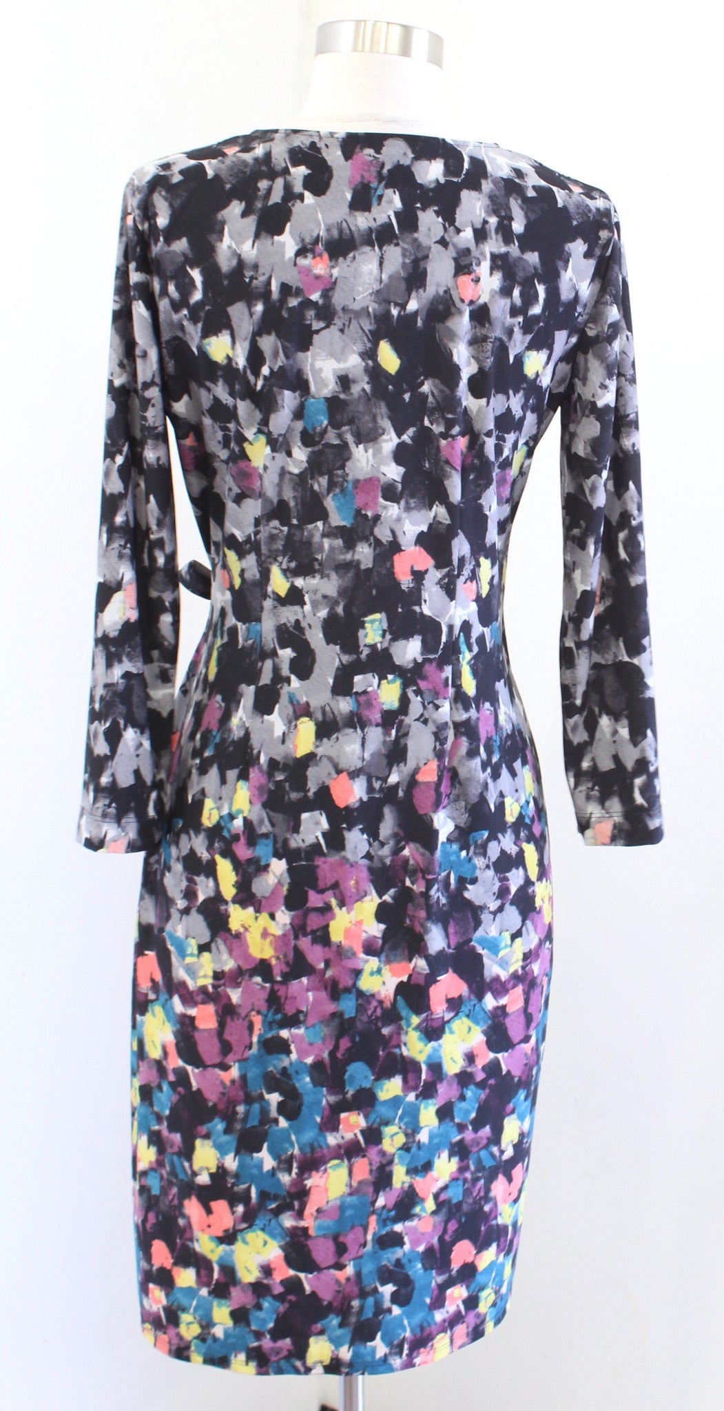 BCBG Max Azria Sondra Abstract Print Jersey Wrap Tie Dress Size S Watercolor