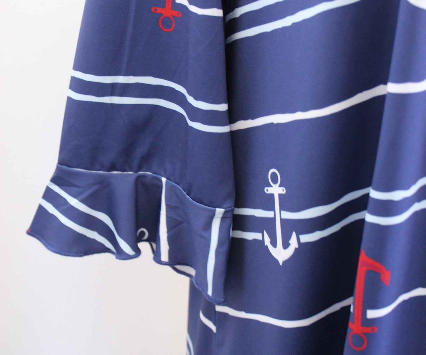 NWT Ana Clare Active Blue Anchor Print Marin Flounce Polo Dress Size XXL SPF50