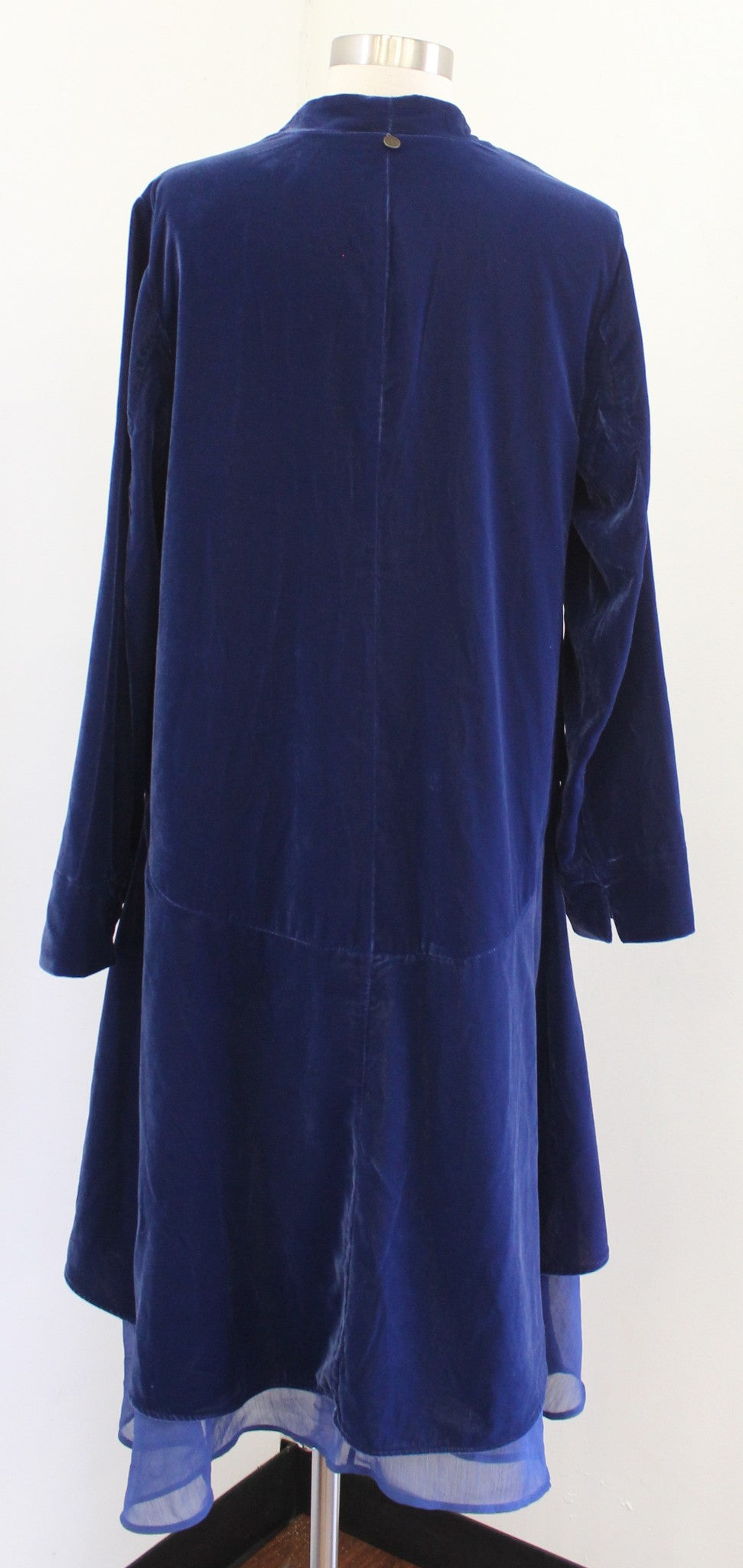 Soft Surroundings Blue Velvet Ruffle Hi Lo Duster Jacket Topper Size S Cardigan
