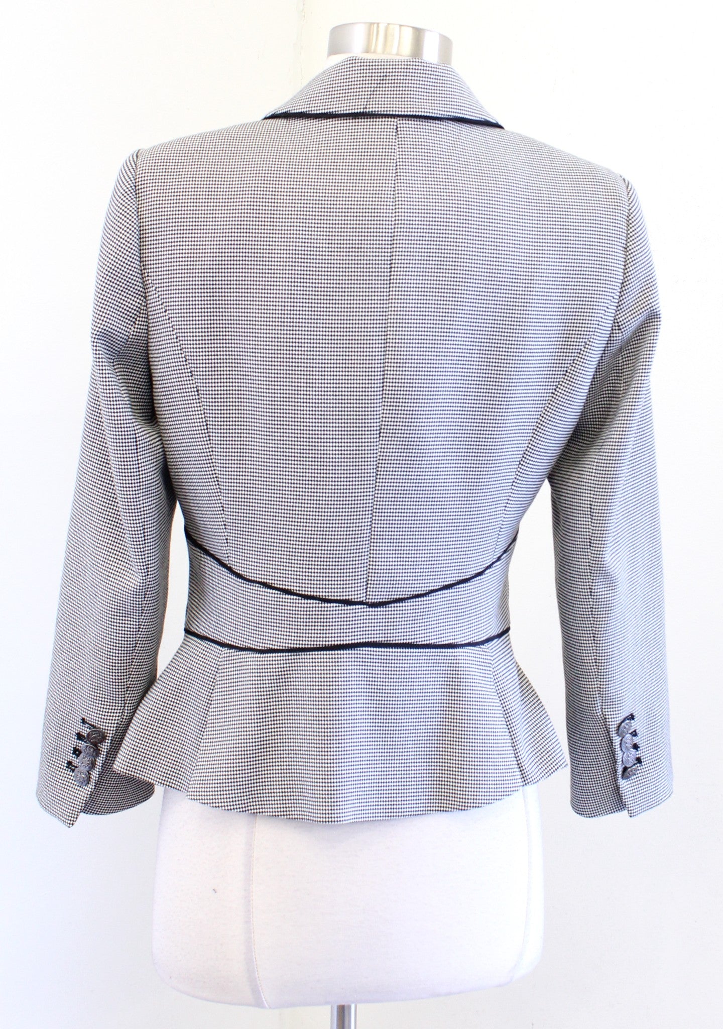 White House Black Market Micro Houndstooth Print Blazer Jacket 4 Single Button