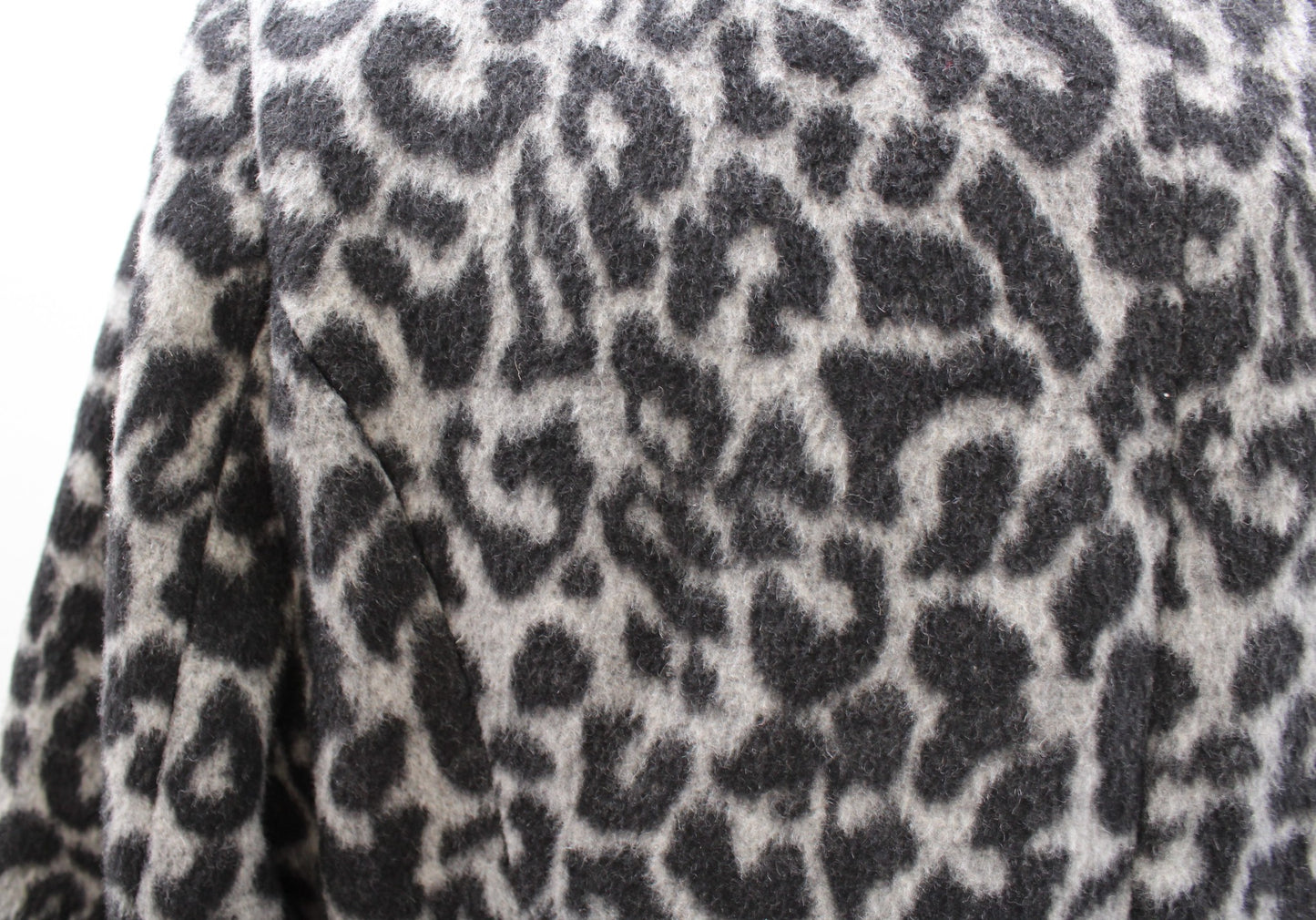 Betsey Johnson Black Gray Leopard Animal Print Long Jacket Car Coat Size M Wool