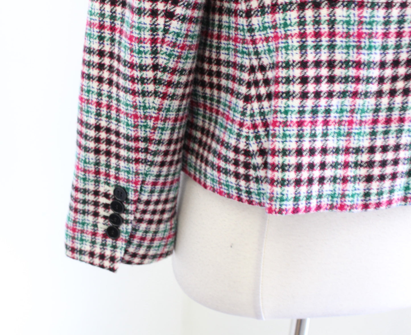 Talbots Womens Petite Multi Color Plaid Tweed Blazer Jacket Wool Size 14P Green