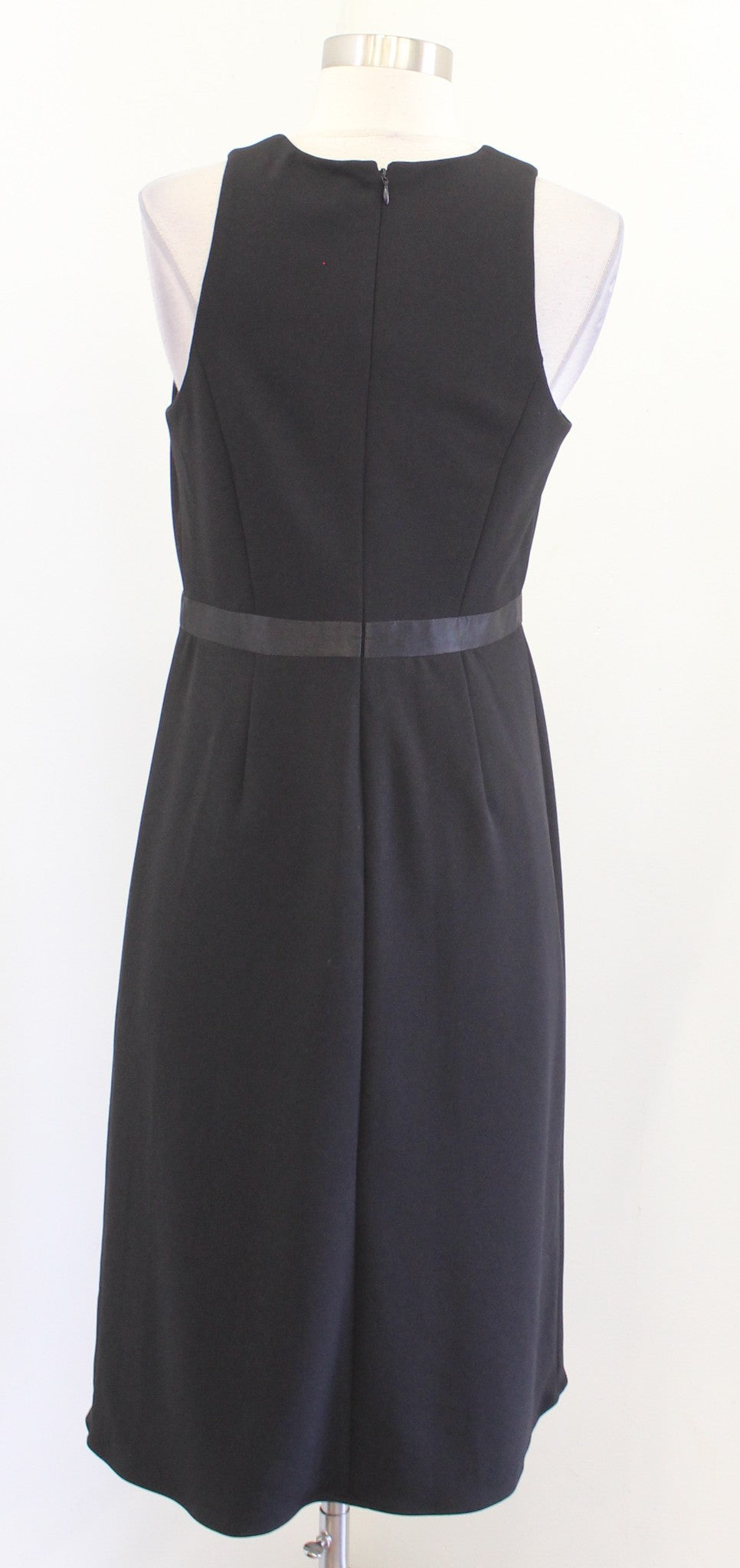 Calvin Klein Black Satin Trim Hi Lo Asymmetrical Hem A Line Dress Sz 4 Cocktail
