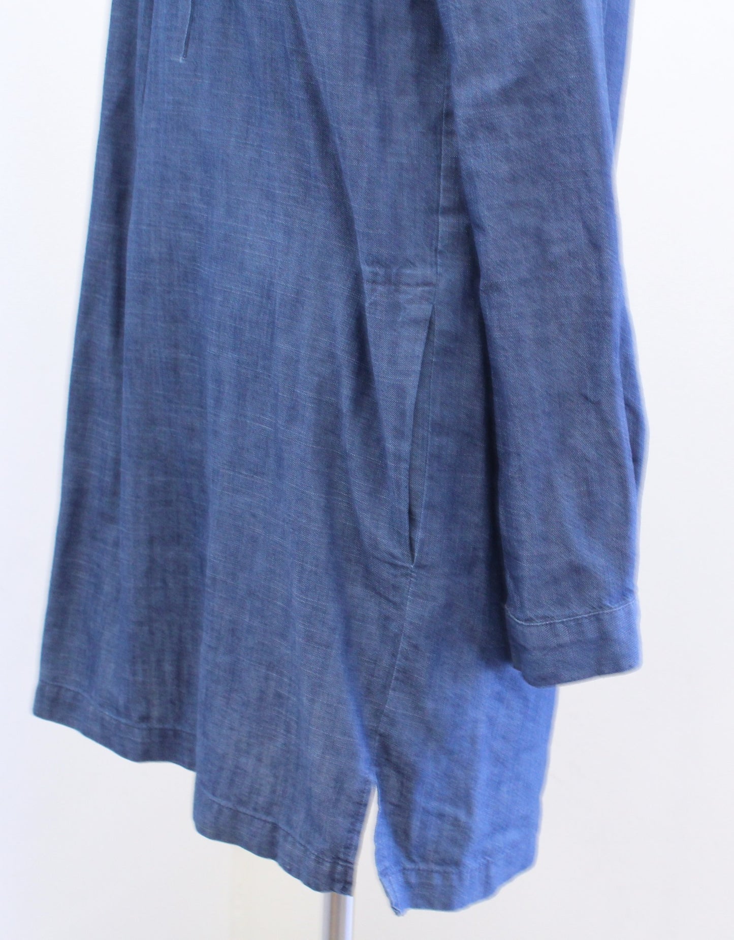 Soft Joie Katiana Denim Chambray Lace Up Neckline Long Sleeve Shift Dress Size S