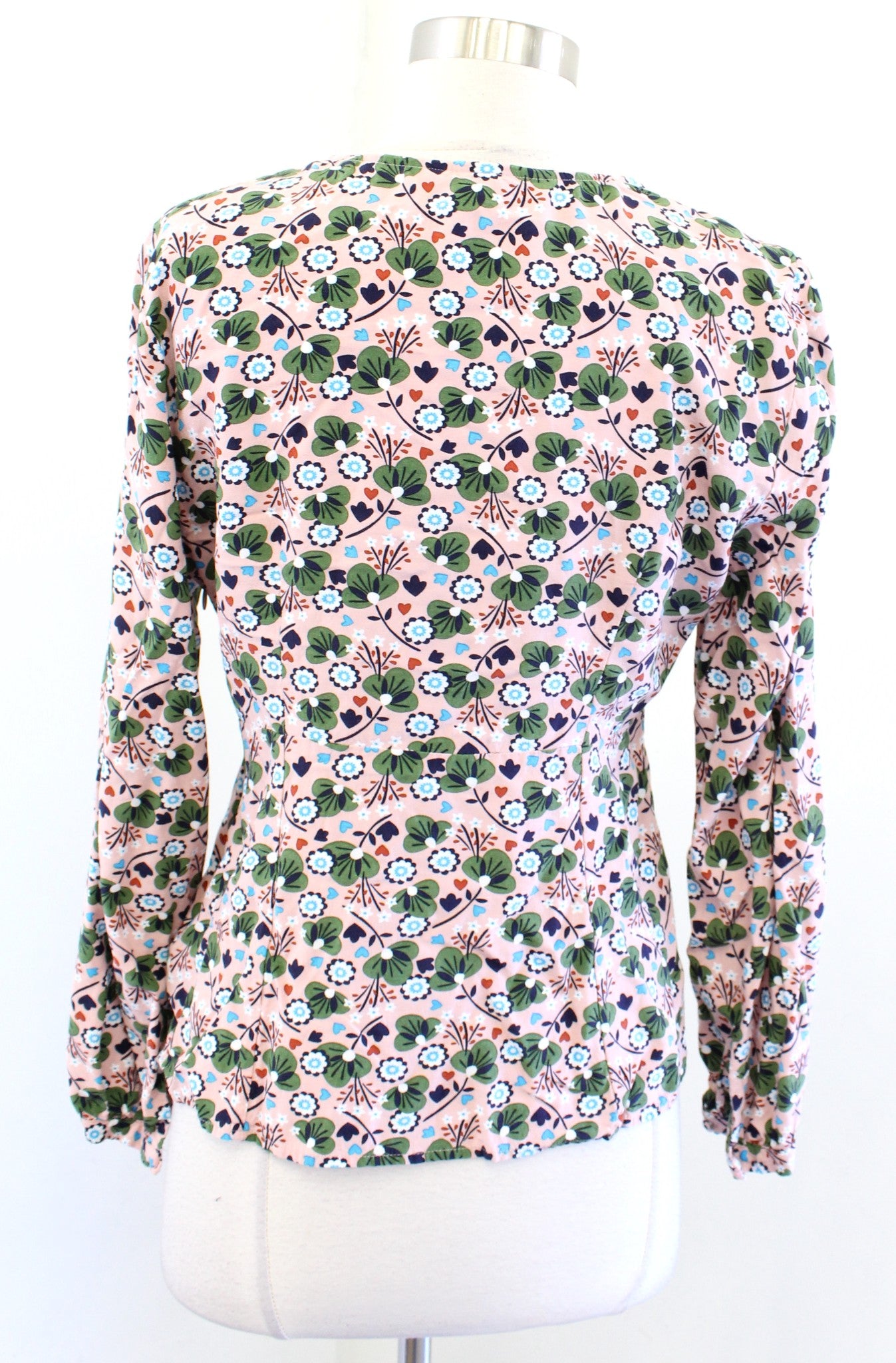 Boden Romantic Bloom Floral Print V Neck Long Sleeve Top Blouse Size US 8R 8