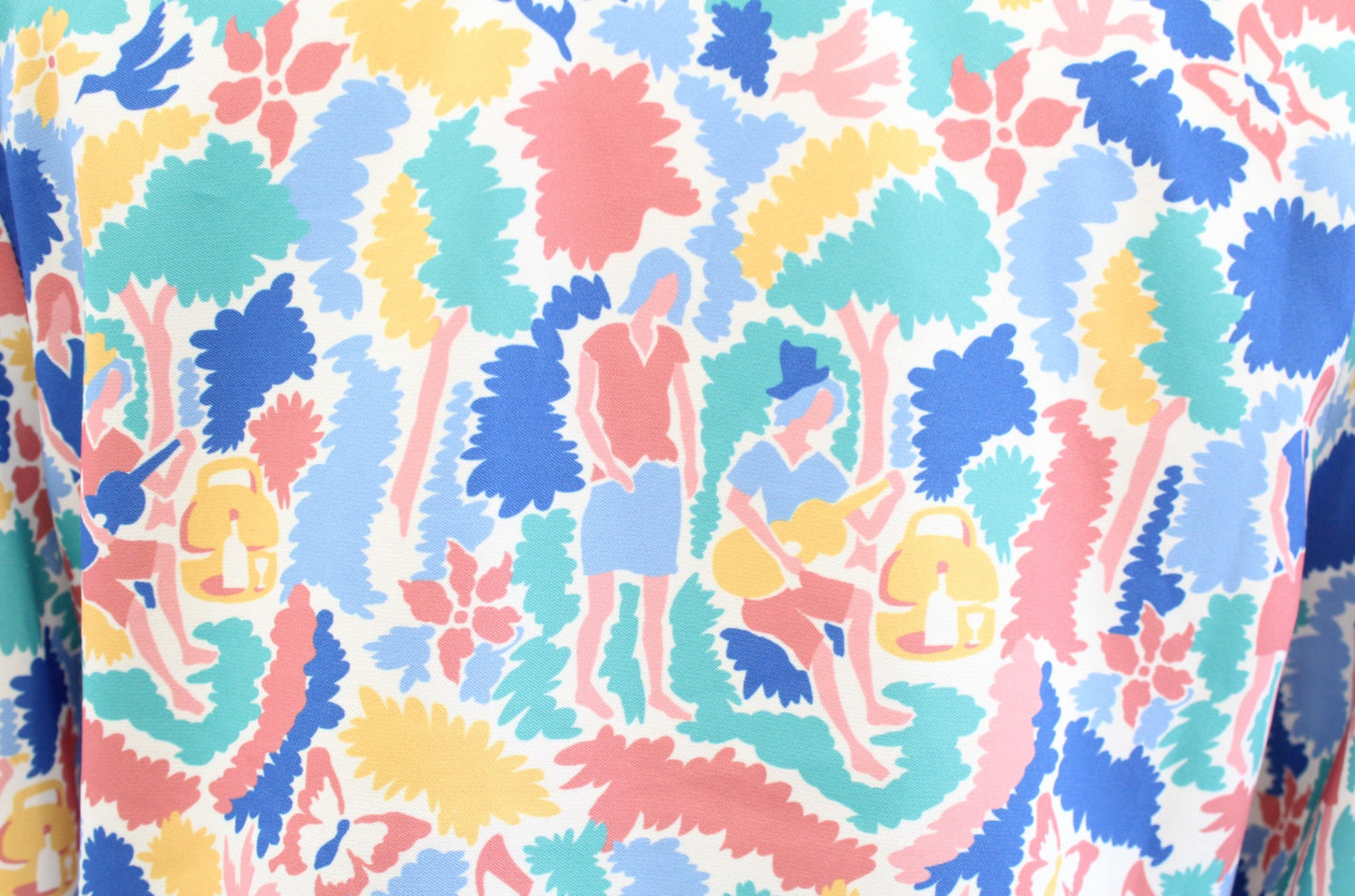 Tuckernuck Womens Easton Cabana Novelty Print V Neck Flared Top Blouse Size S