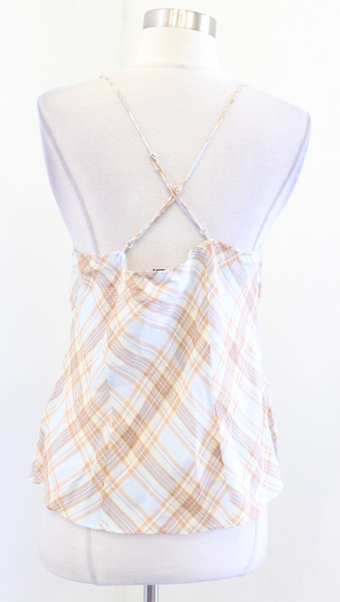 NWT J Crew Button Front Camisole in Golden Hour Tartan Plaid Sz M Cami Tank Top