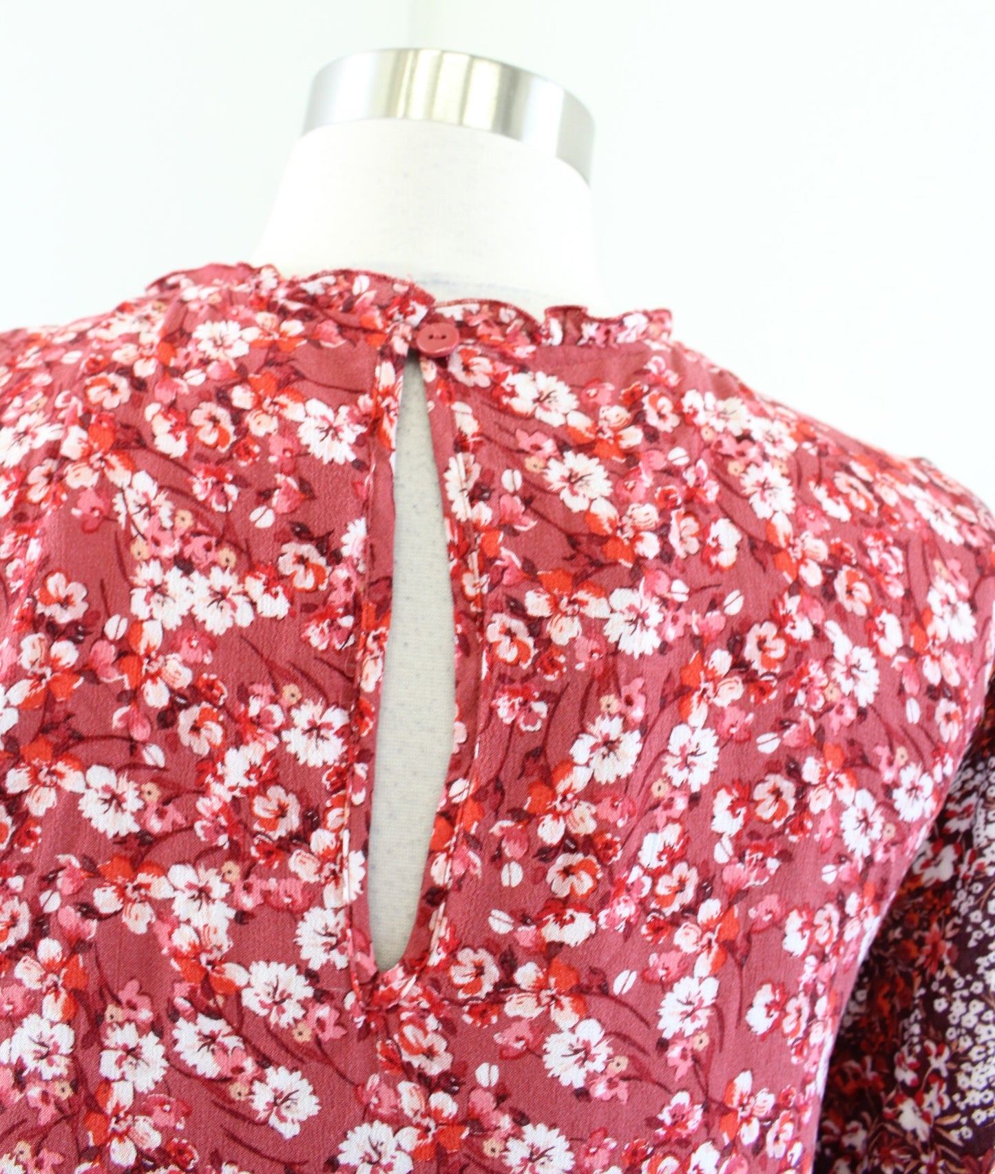 Maeve Anthropologie Esther Mixed Floral Print Tiered Tunic Shift Dress Sz S Red