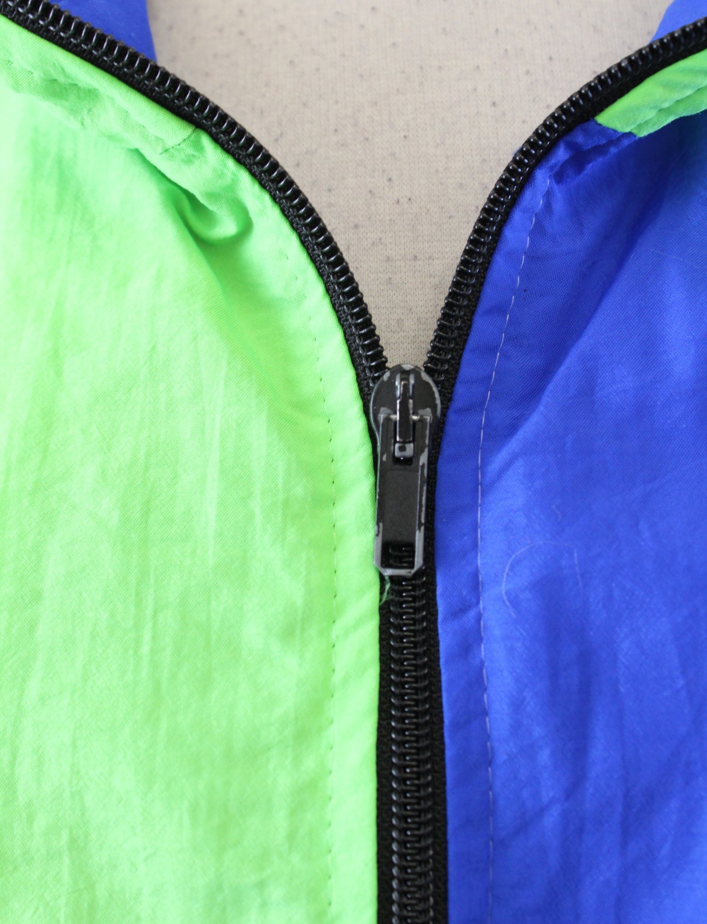 Vtg 90s Mens Blue Neon Green Powerade Zip Front Windbreaker Track Jacket Size L