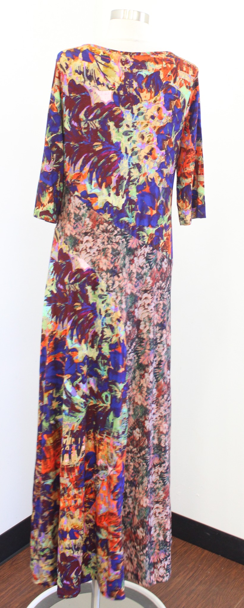 Soft Surroundings Estelle Colorful Abstract Floral Print Knit Maxi Dress Size M